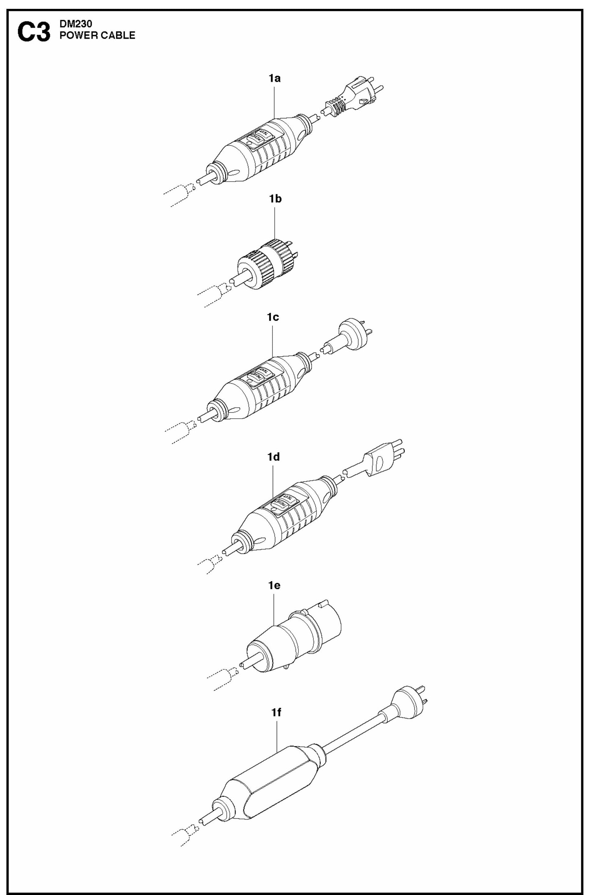DM 230 Power Cable Assembly Parts
