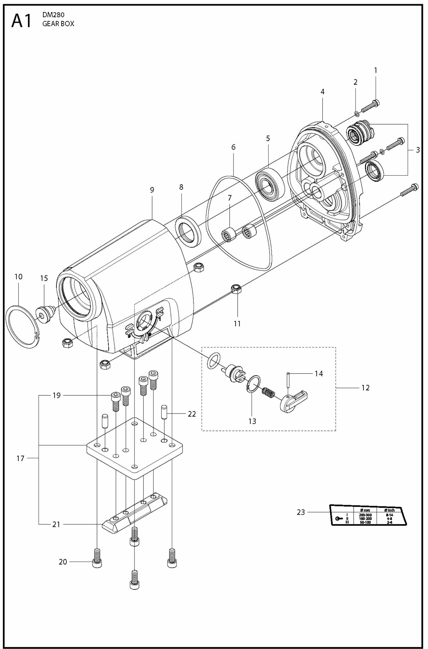 DM 280 Gearbox Assembly-1 Parts