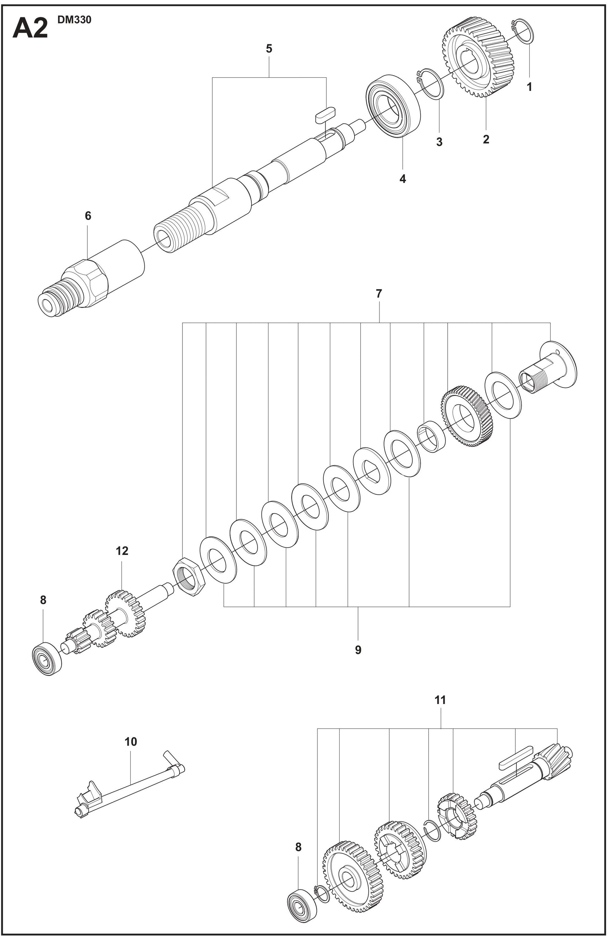 DM 330 Gear Box Assembly-2 Parts
