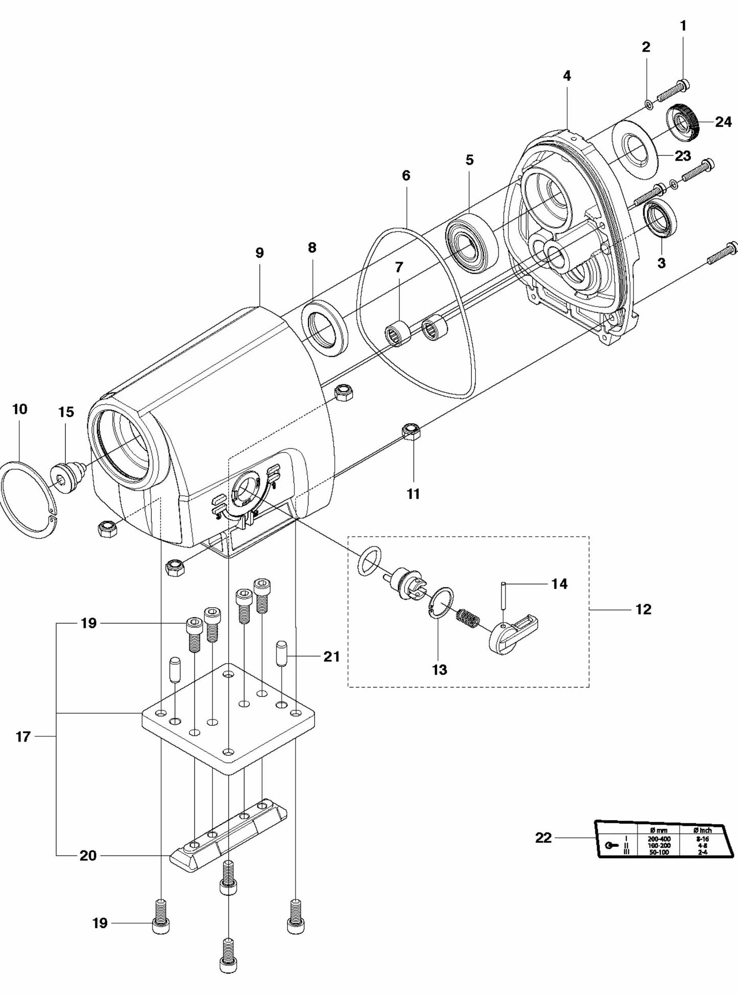 DM 340 Gear Box Assembly Parts-1 by Husqvarna