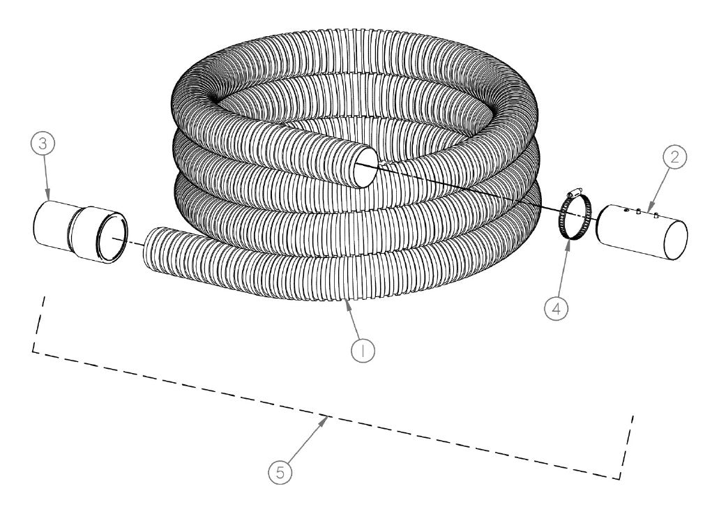 DUST-COLLECTOR Replacement Parts Diagram 3 Inch Hose Assembly VS220 DUST-COLLECT-R Parts By General Equipment