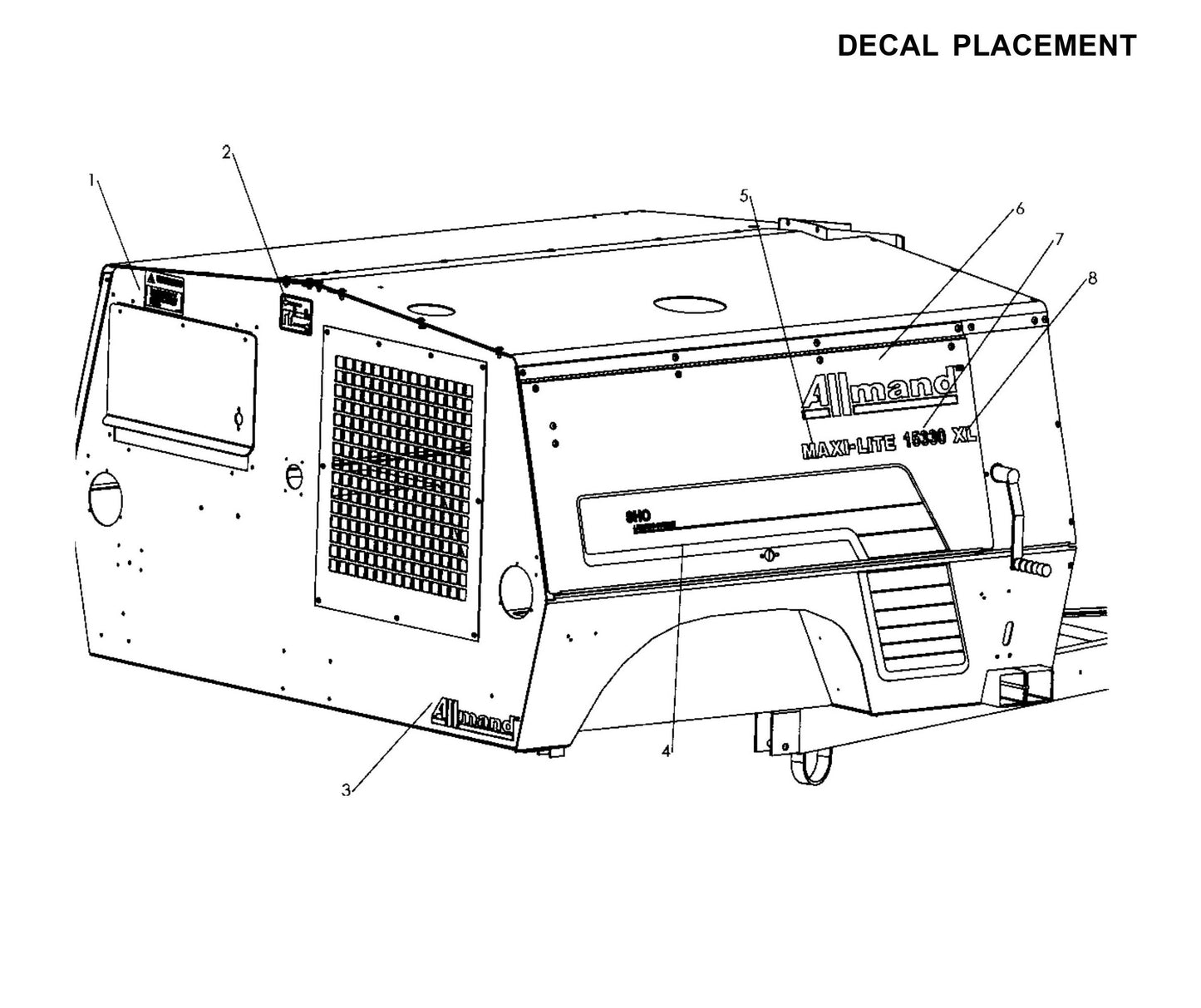Maxi-Lite 15330 and 20330-Decal Placement (Fig 2) Parts By Allmand