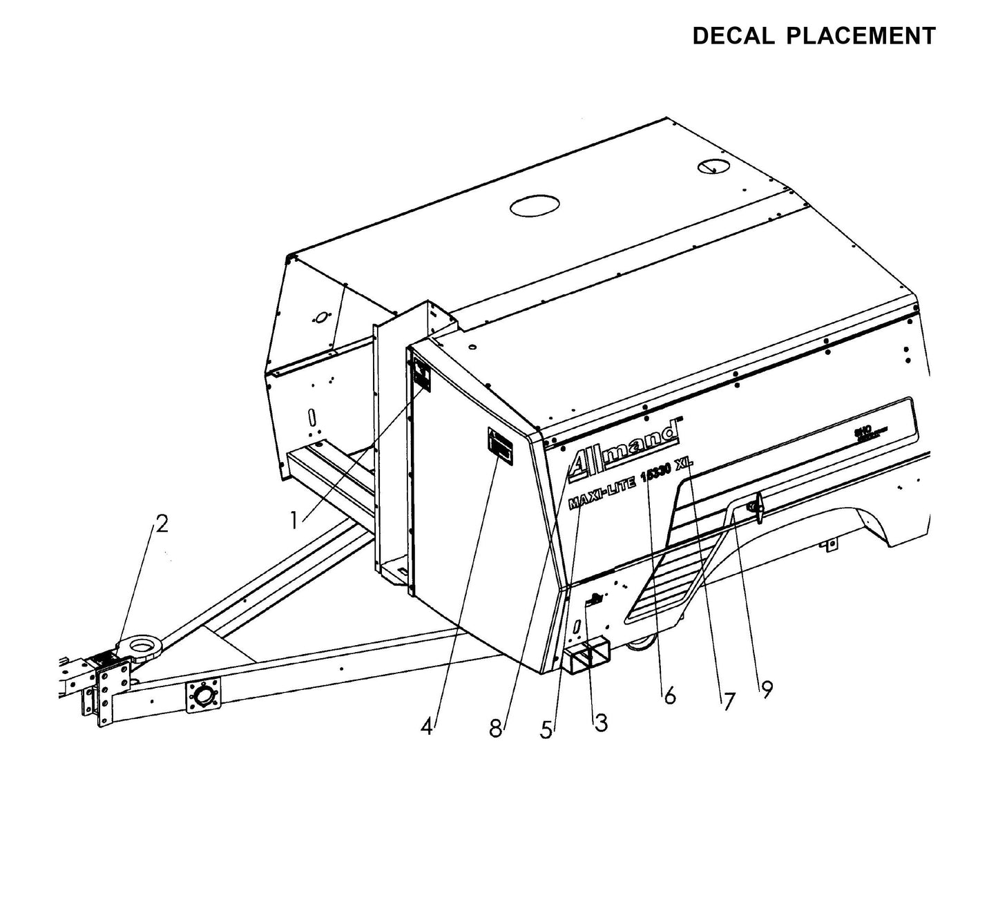 Maxi-Lite 15330 and 20330-Decal Placement (Fig 3) Parts By Allmand