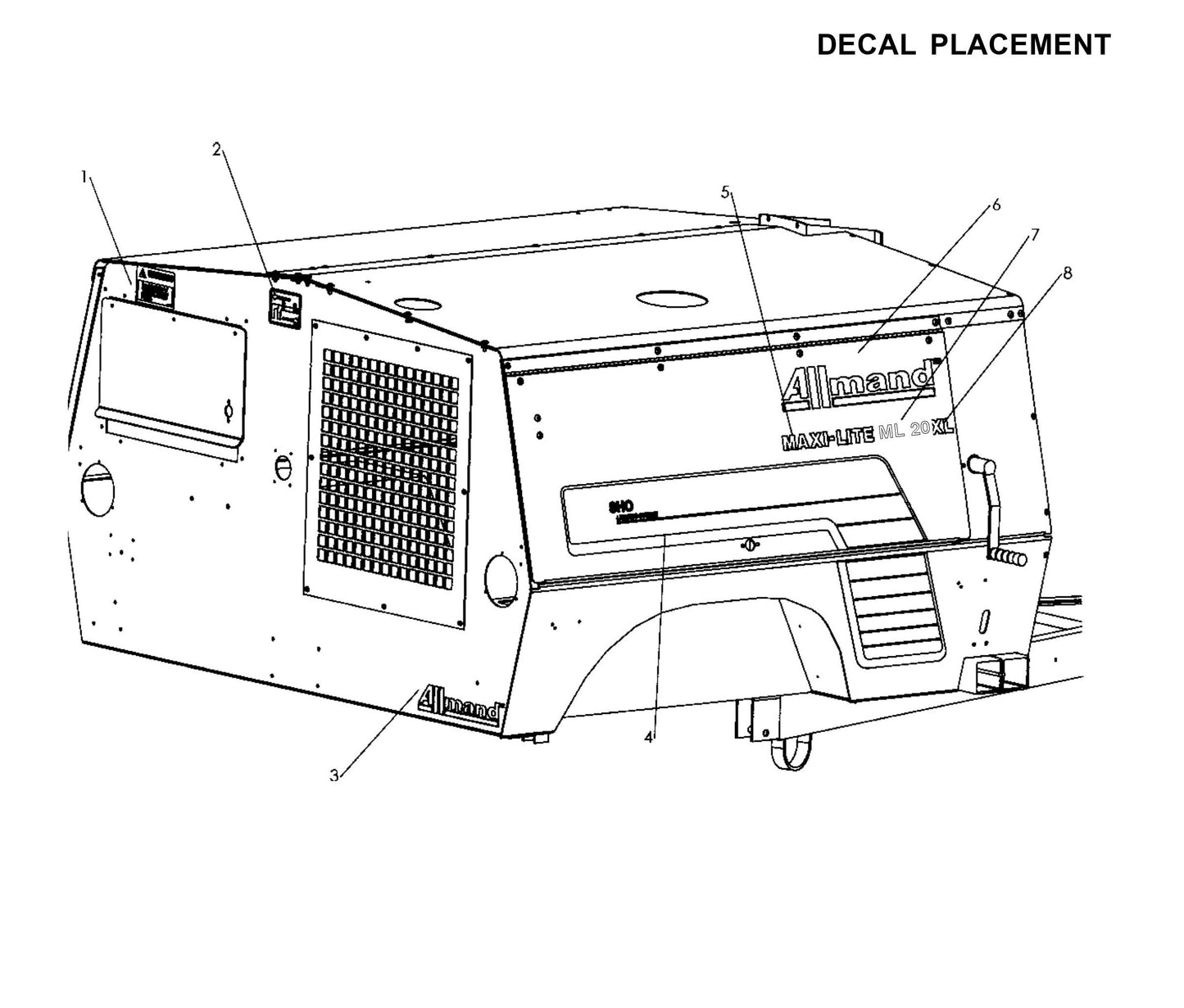Maxi-Lite Laydown 15-20KW-Decal Placement 2 Parts By Allmand