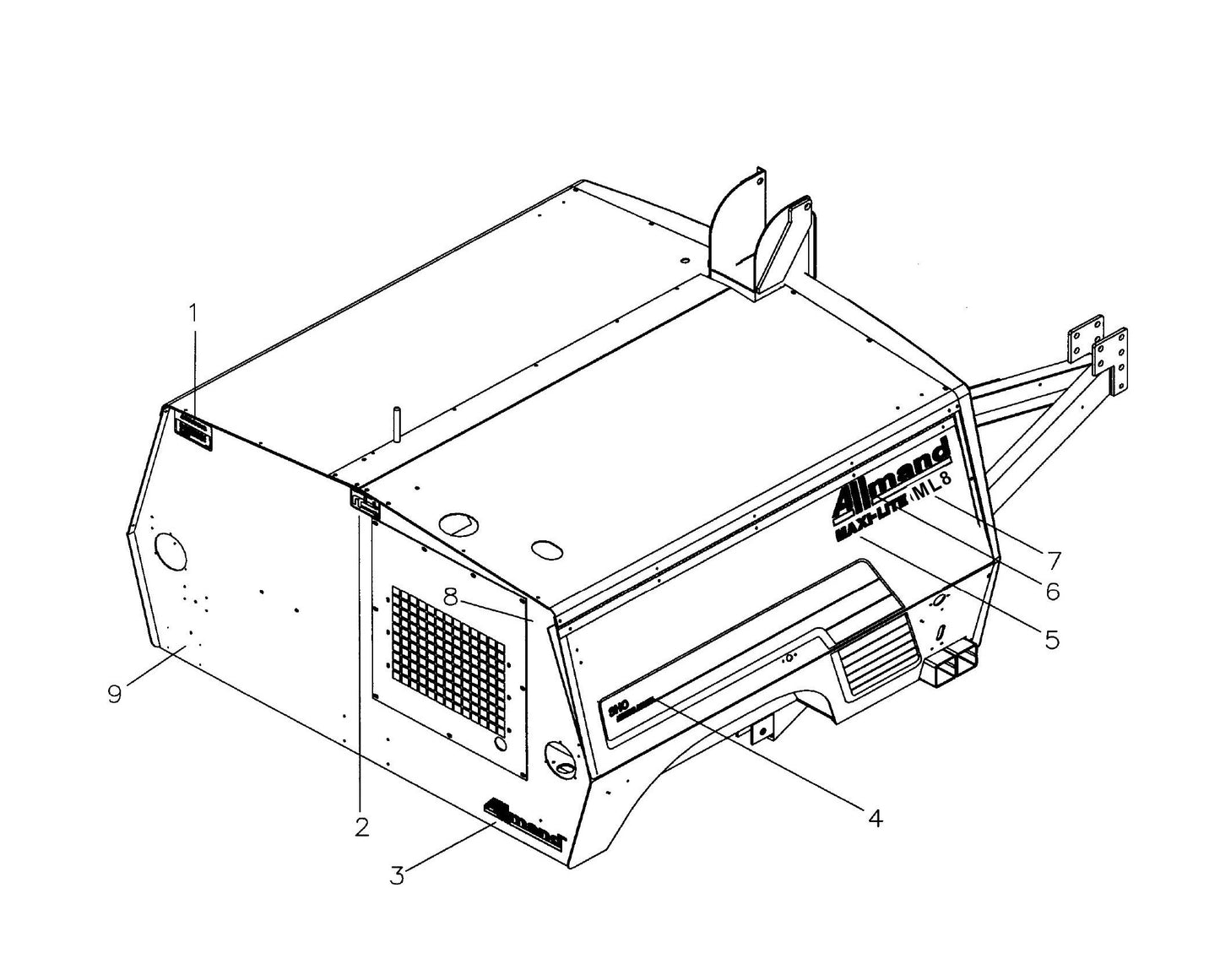 Maxi-Lite Hydraulic Tower-Decal Placement 2 Parts By Allmand