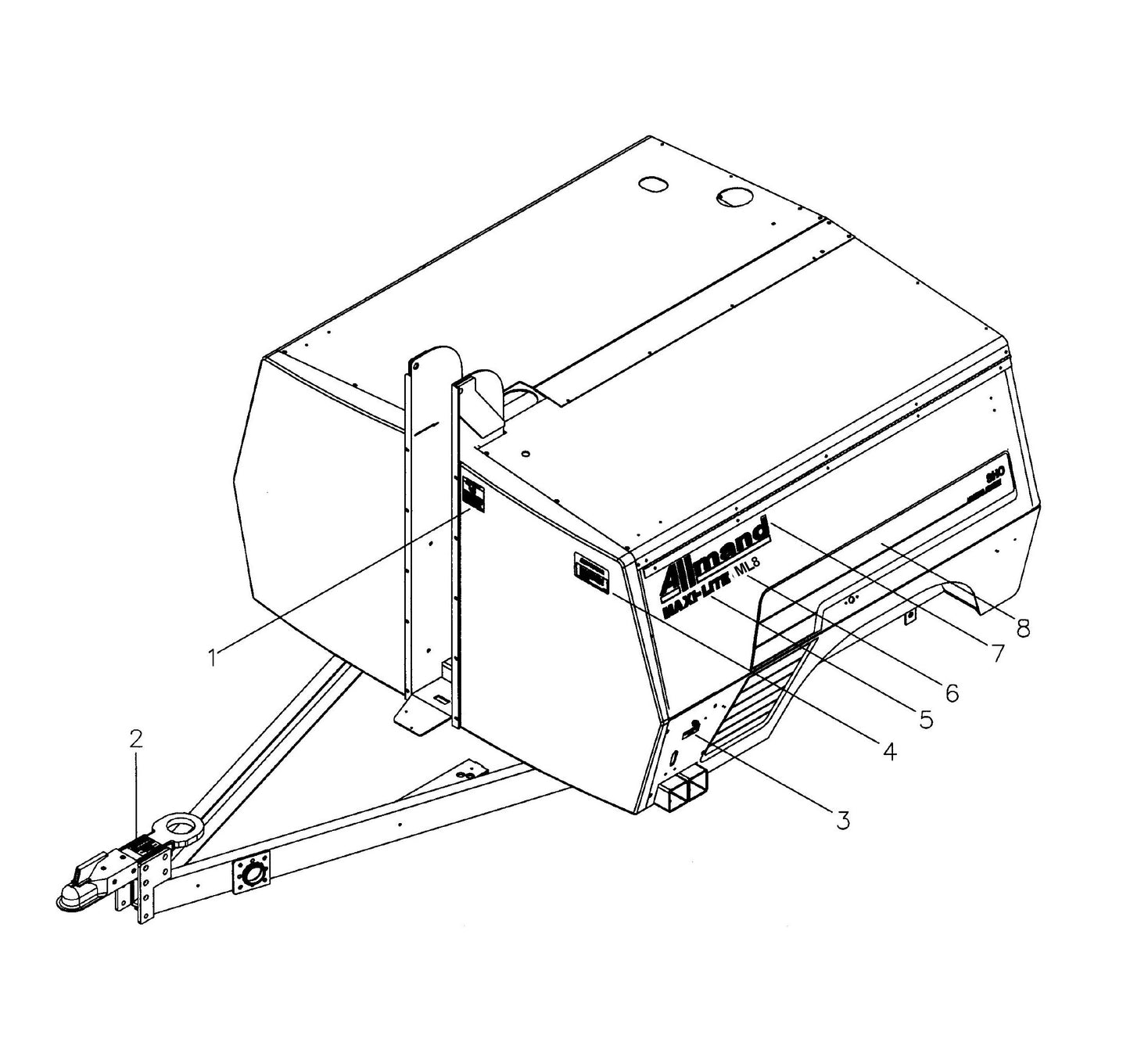 Maxi-Lite Hydraulic Tower-Decal Placement 3 Parts By Allmand