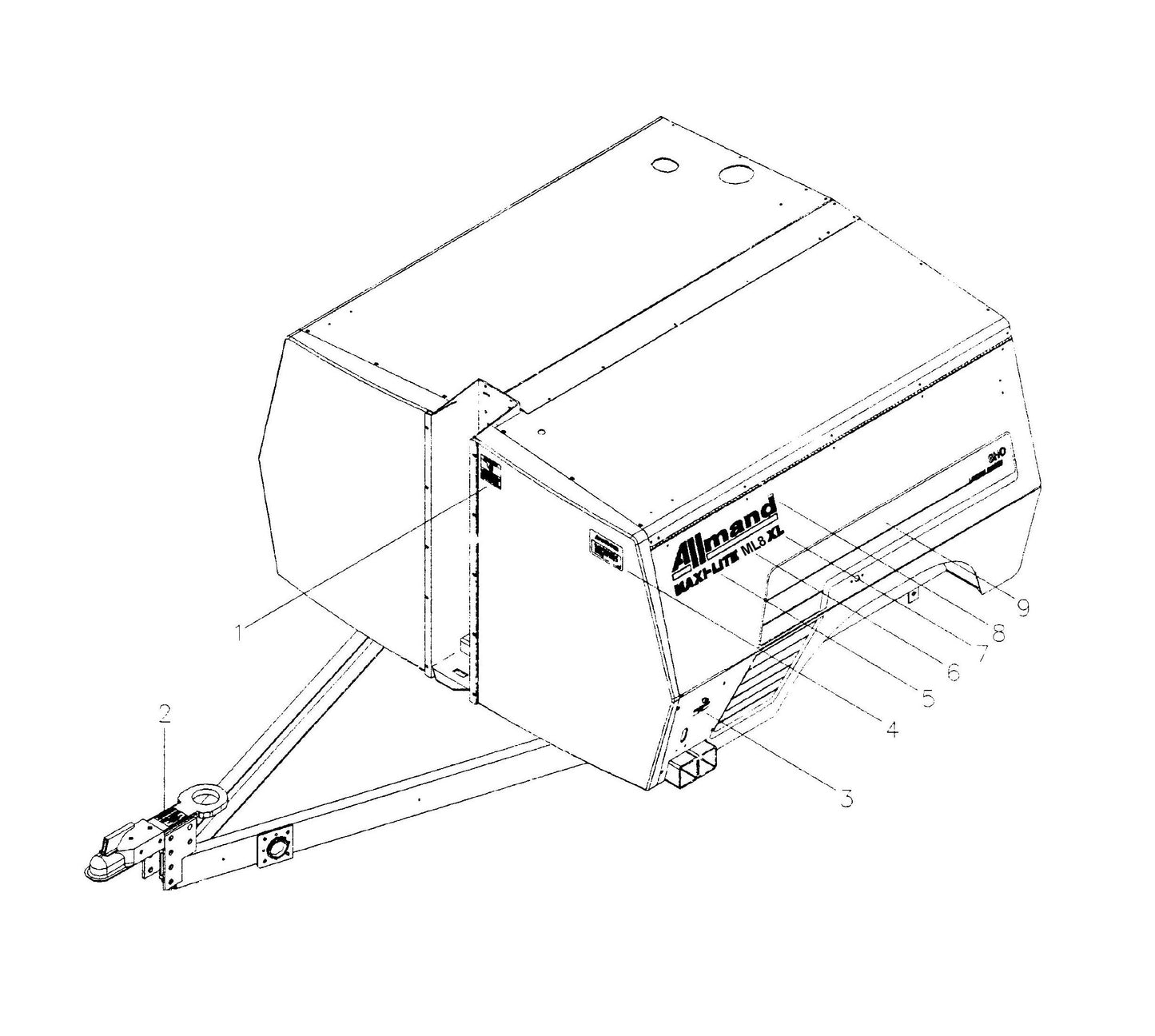 Maxi-Lite Laydown 6-8KW-Decal Placement 3 Parts By Allmand