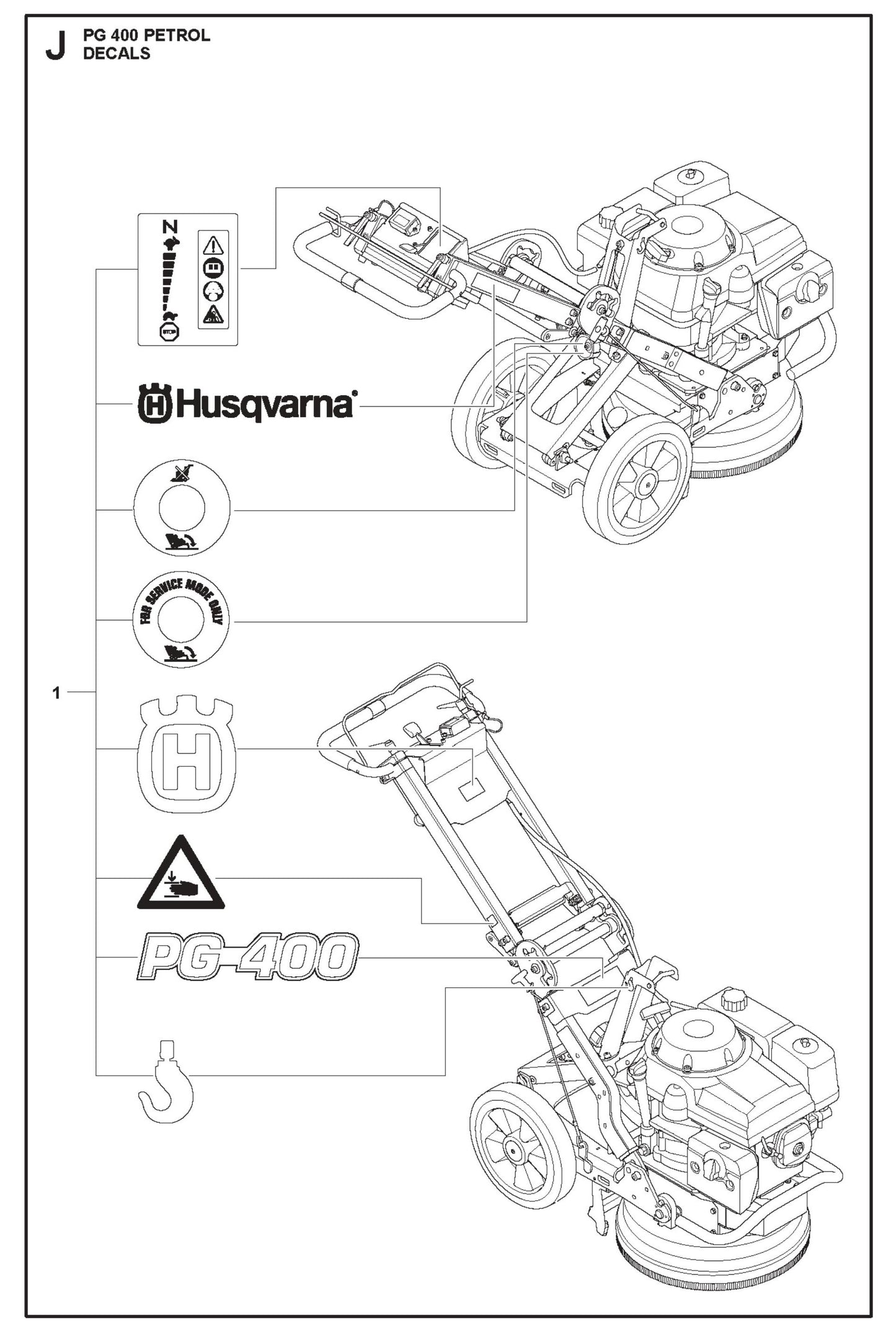 Decals Parts For PG 400 Petrol By Husqvarna