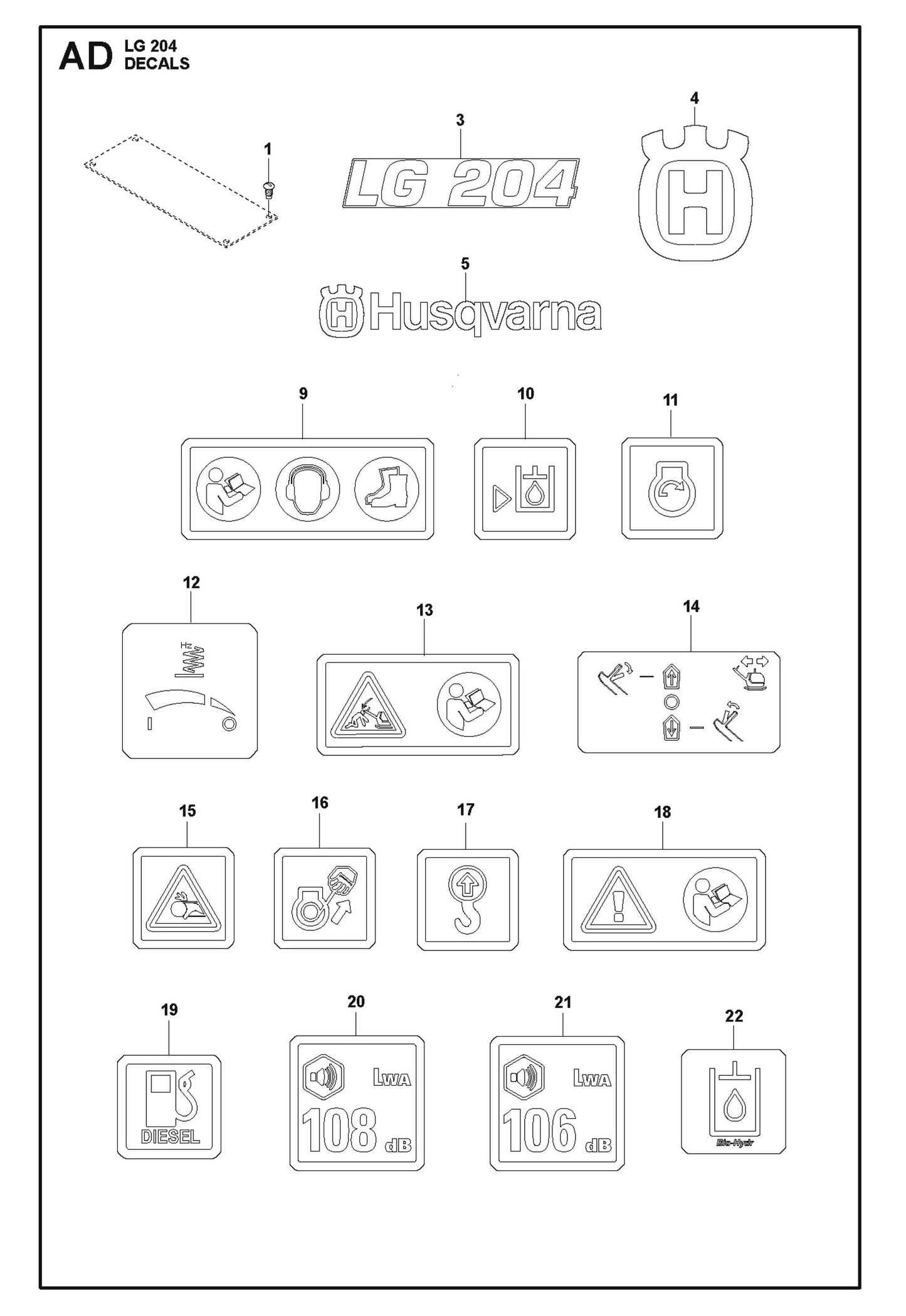 Decals Parts For LG 204 Petrol By Husqvarna