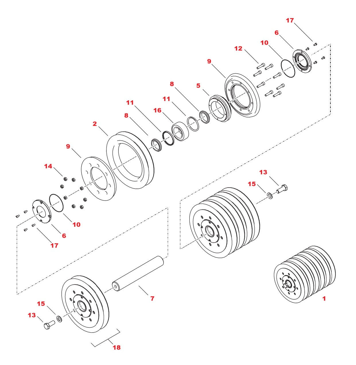 Hydrostress SB Deflection pulley unit Assembly Parts