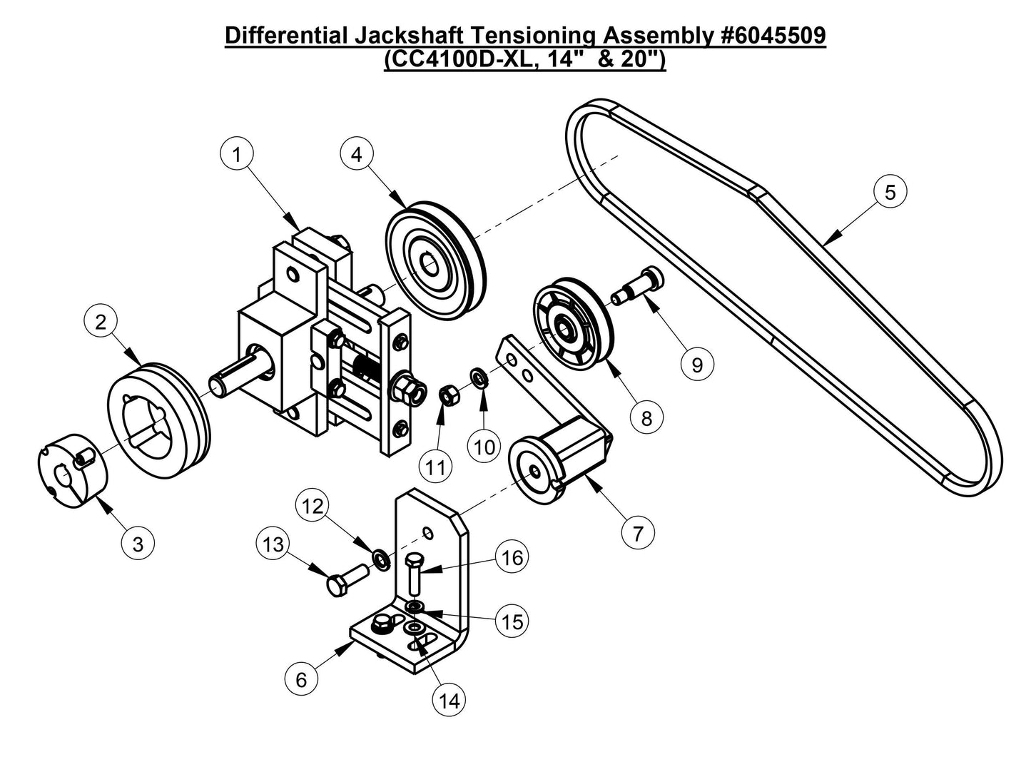 CC4144DXL Differential Jackshaft Tensioning Assembly (14'' and 20'')