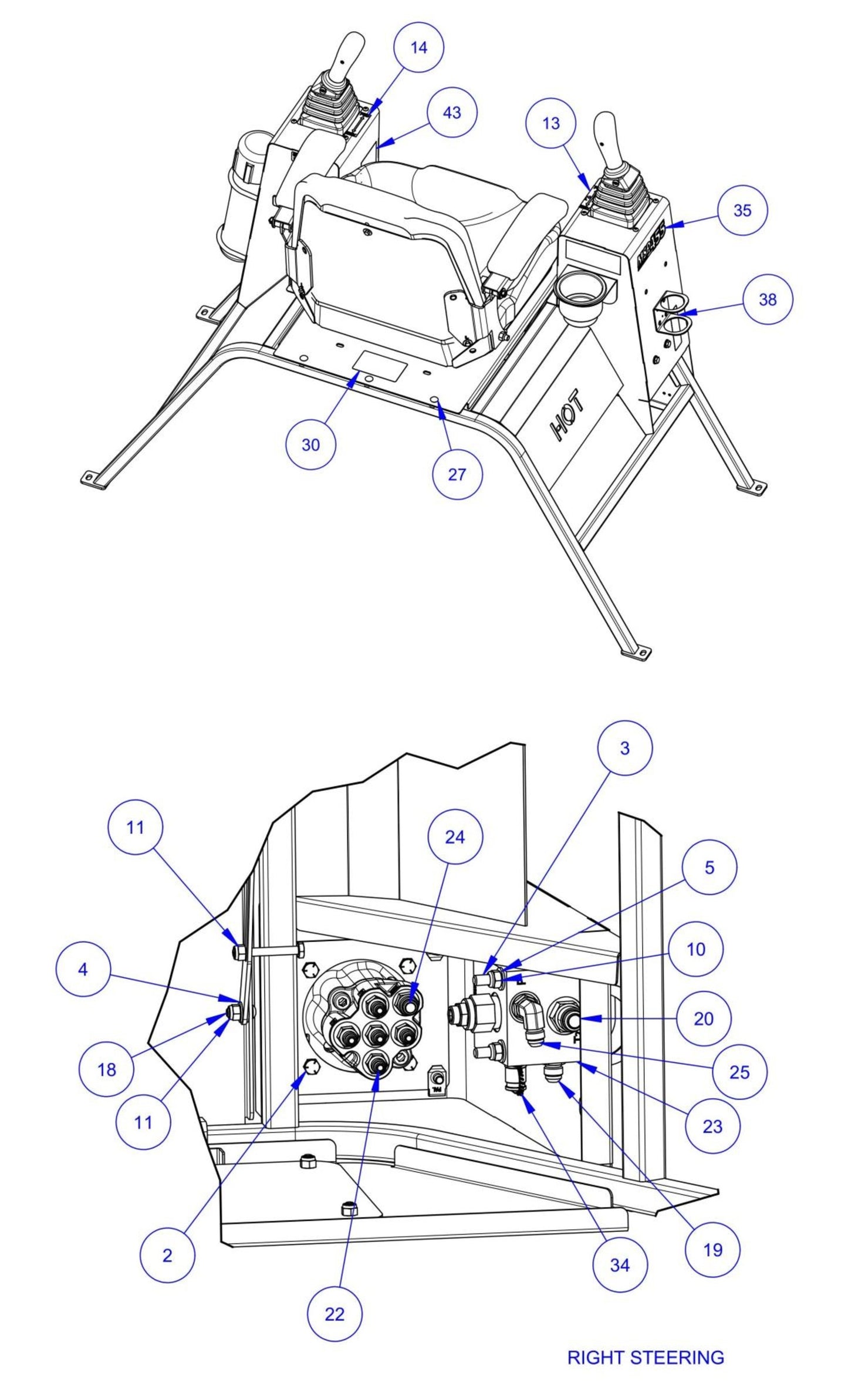 MSP455 (Pre 2021) Seat Frame Assembly-3 Parts