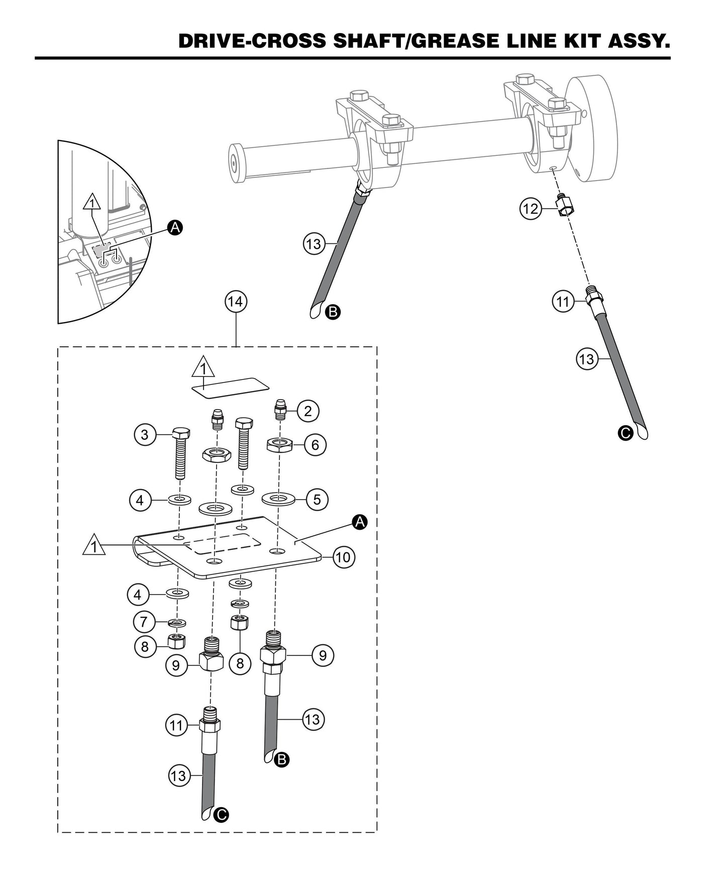 HHN31VTCSL5 Drive-Cross Shaft/Grease Line Kit Assembly