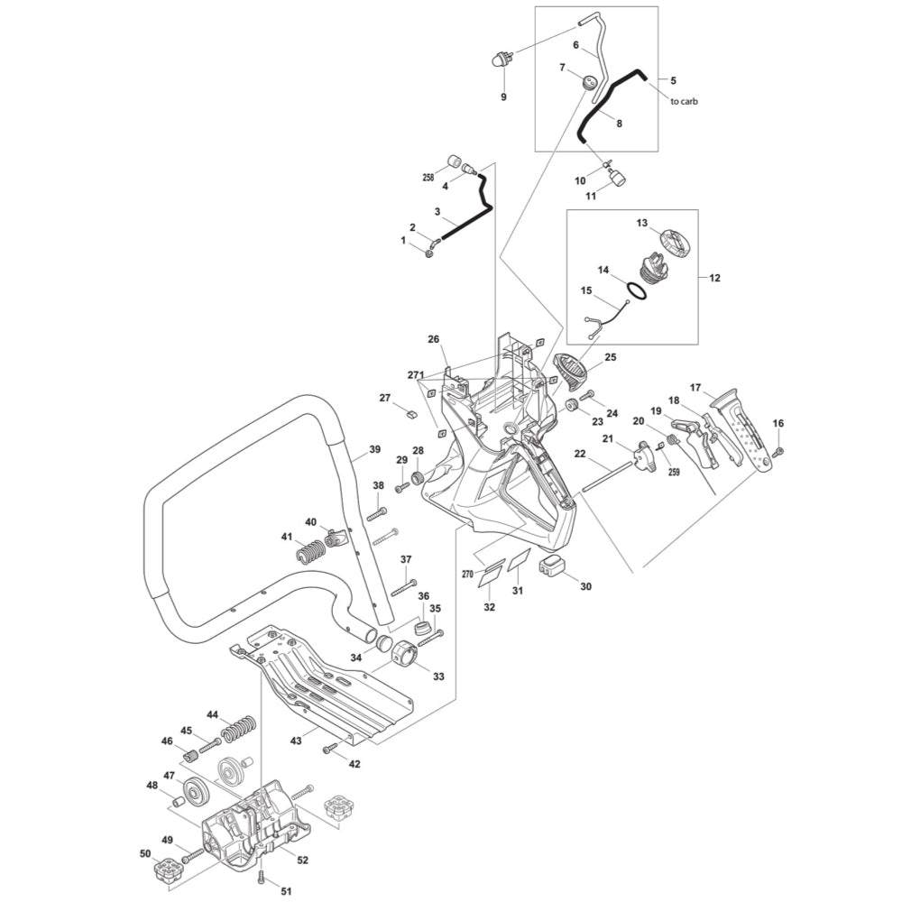 EK7651H, EK7651HD Fuel Tank and Handle Parts for Concrete Circular Saw