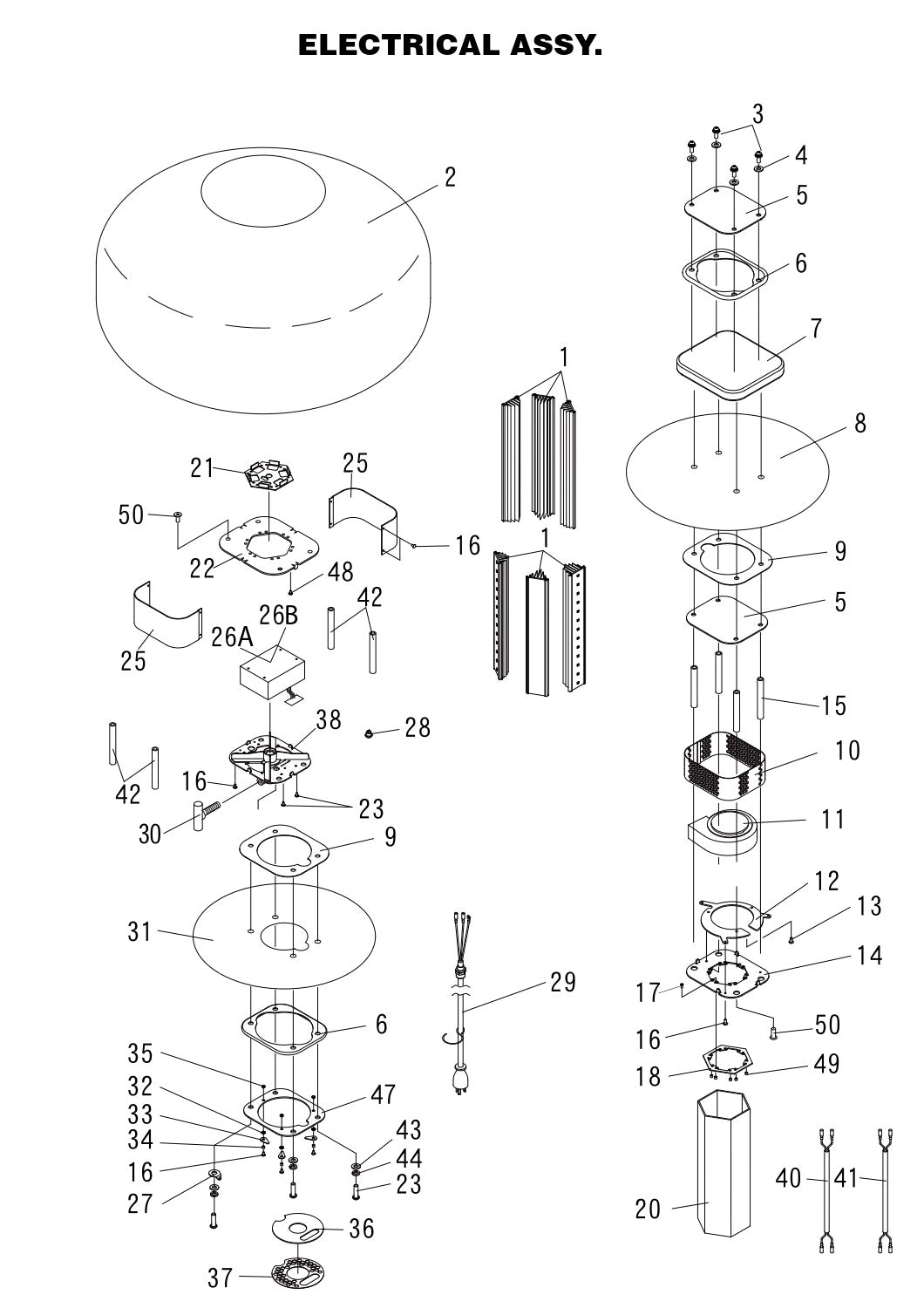 GB8LED GloBug Lighting System Electrical Assembly Parts by Multiquip