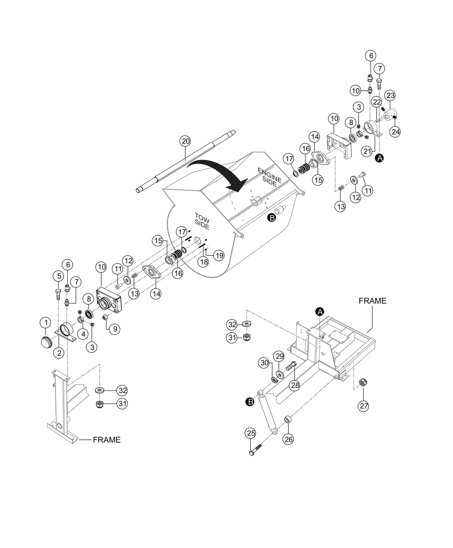 Paddle Shaft Assembly Parts- EM120 Hydraulic Plaster and Motor Mixer