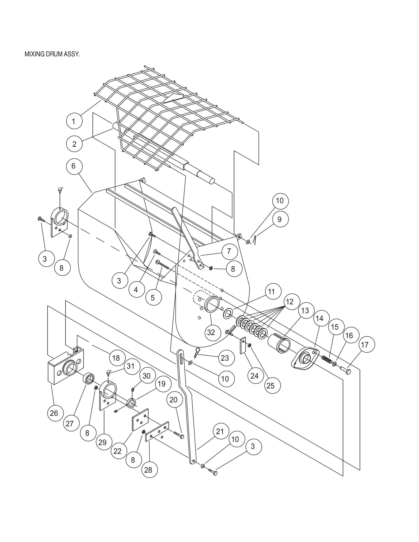 EM120SM Mixing Drum Assembly Parts