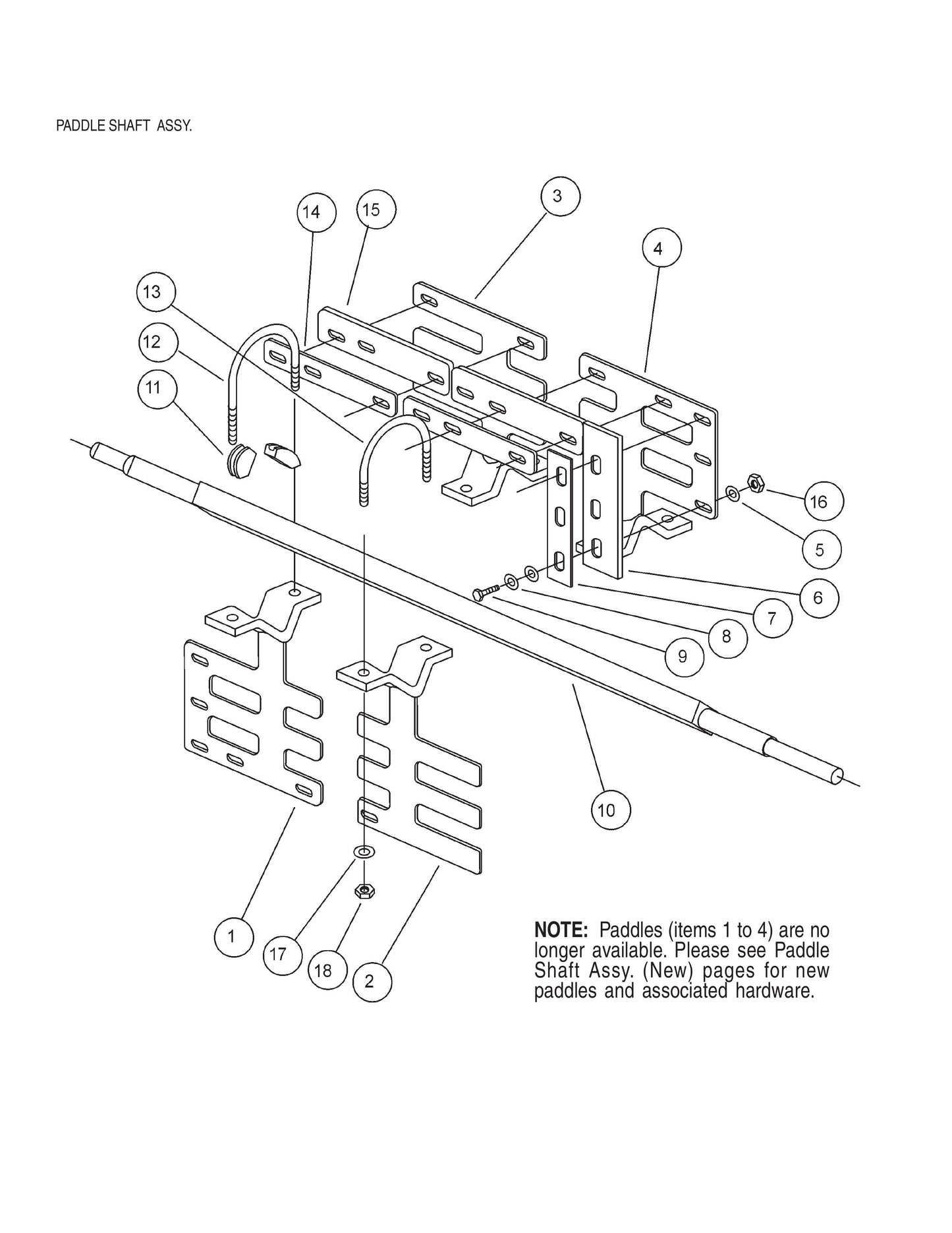 EM120SM Paddle Shaft (Old) Assembly Parts
