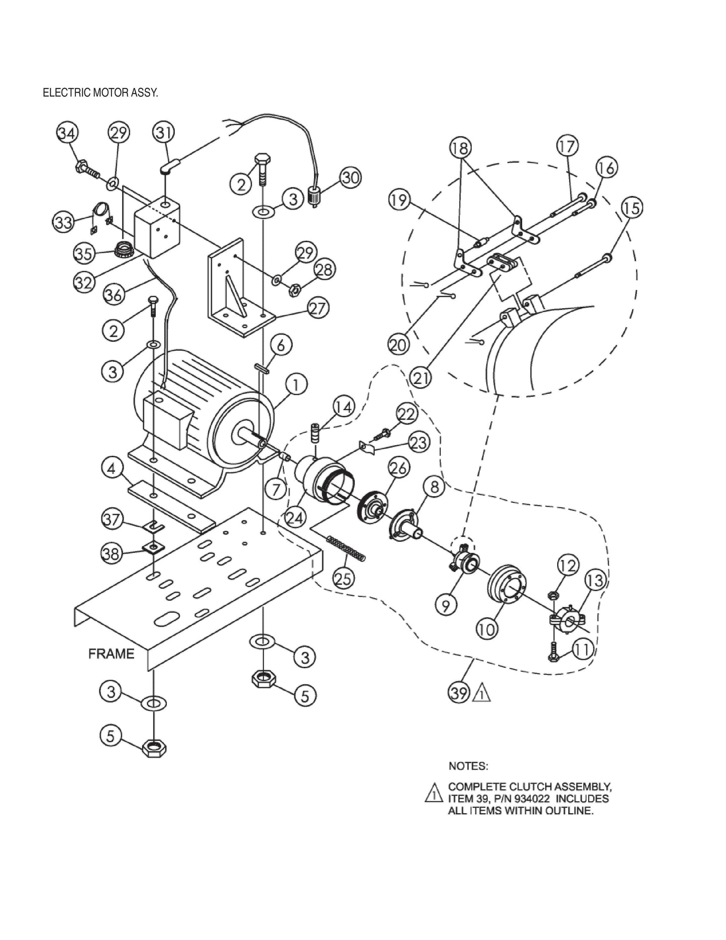 EM120SM Electric Motor Assembly Parts