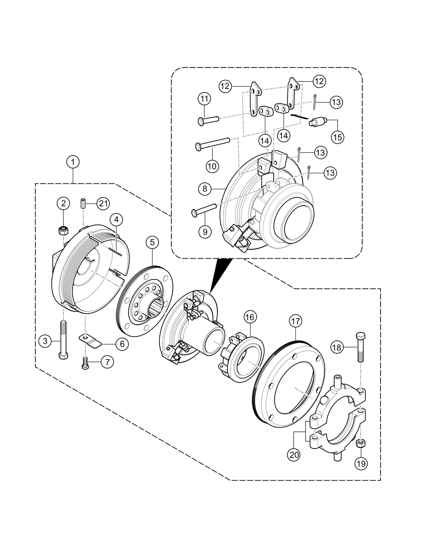 Clutch Assembly Parts- EM12M, EM12ME51, EM12ME53 Mechanical Drive by Plaster and Motar Mixer