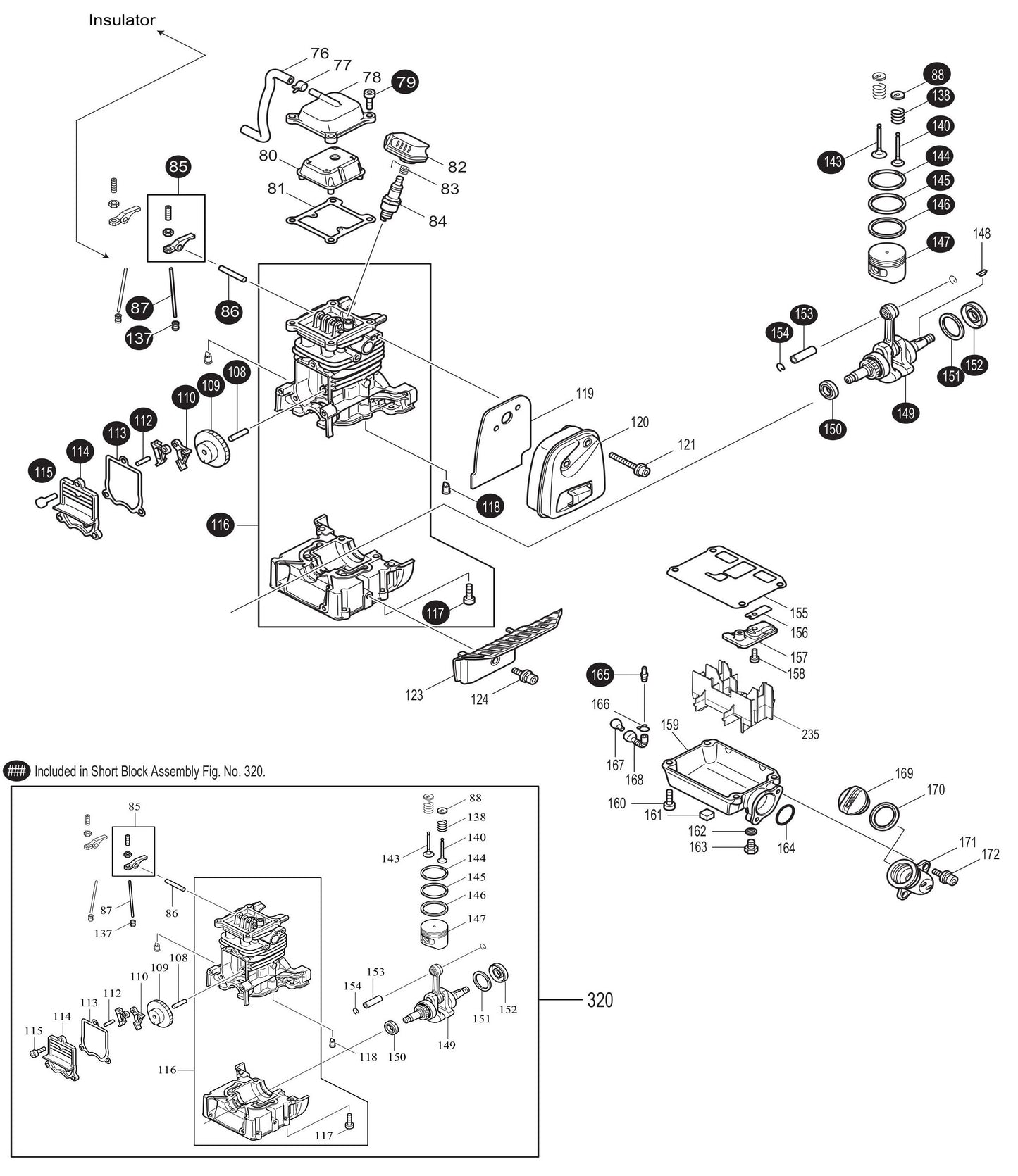 EM2650UH Cylinder, Muffler Assembly Parts