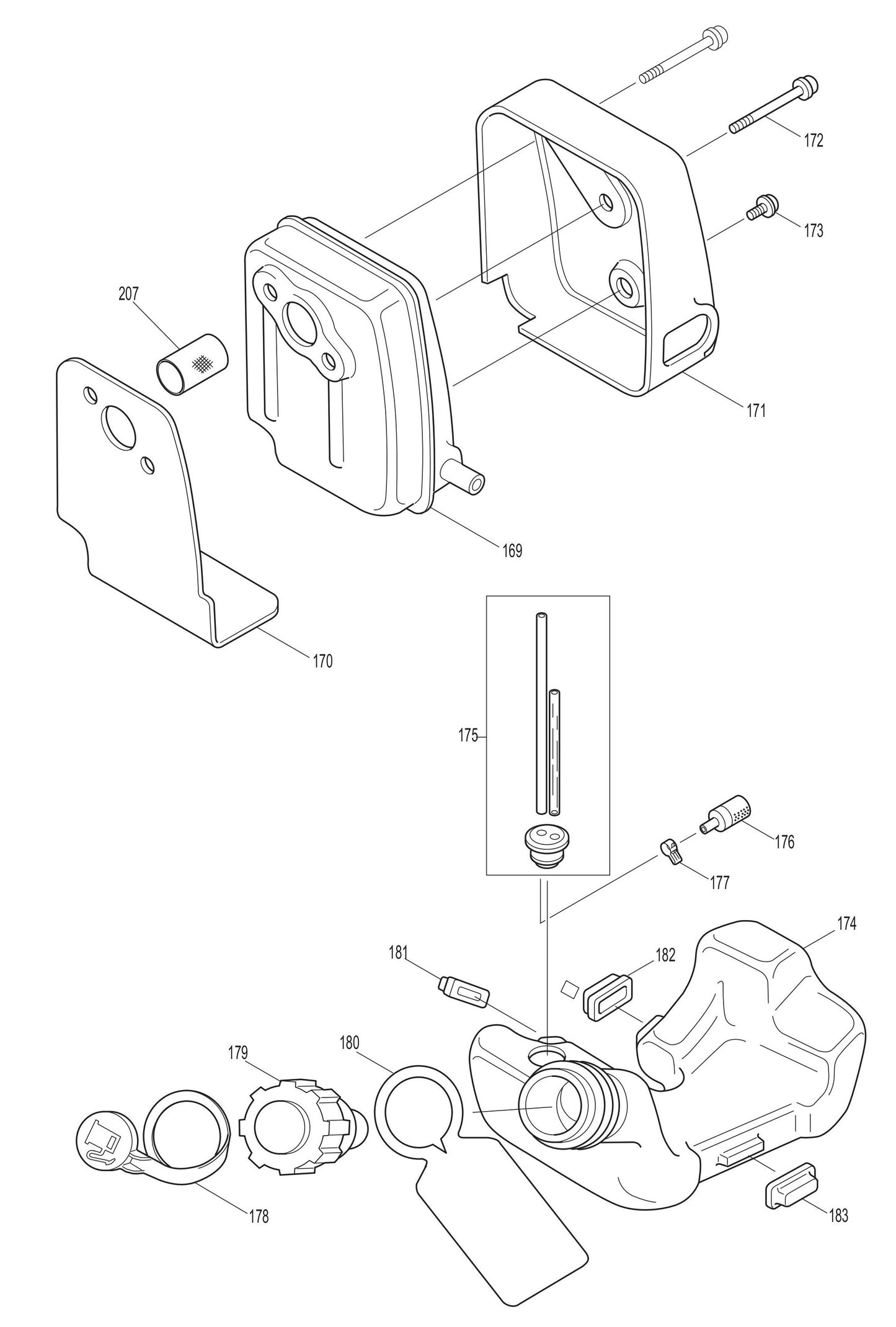 EM4251, EM4251CA Muffler and Fuel Tank Assembly Parts