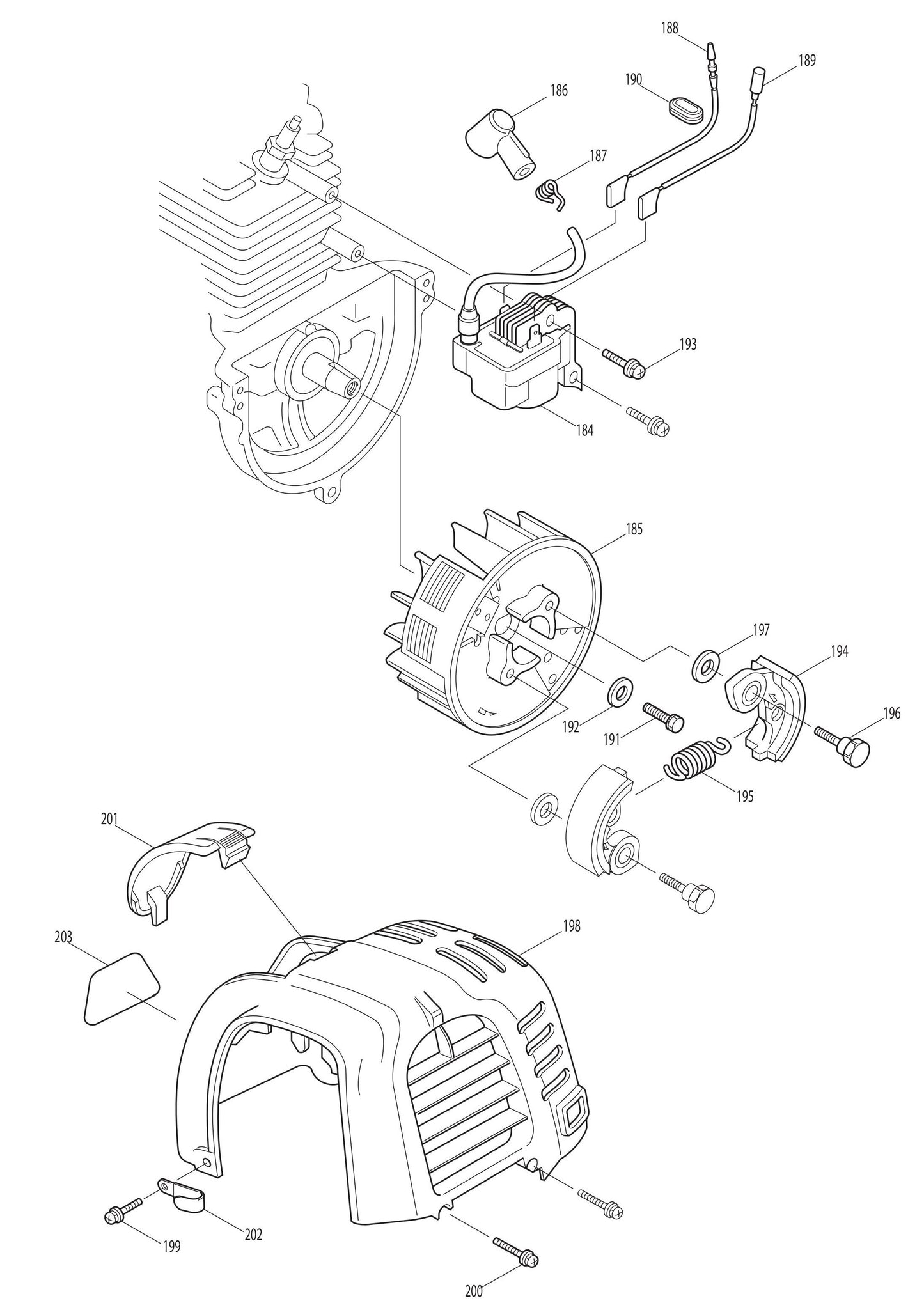 EM4251, EM4251CA Clutch, Ignition and Cylinder Cover Assembly Parts