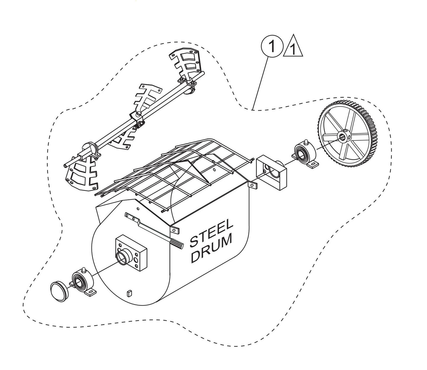 Steel Drum And Paddle Shaft Complete Assembly Parts- EM90S (Steel), EM90P (Plastic) Plaster And Motor Mixer