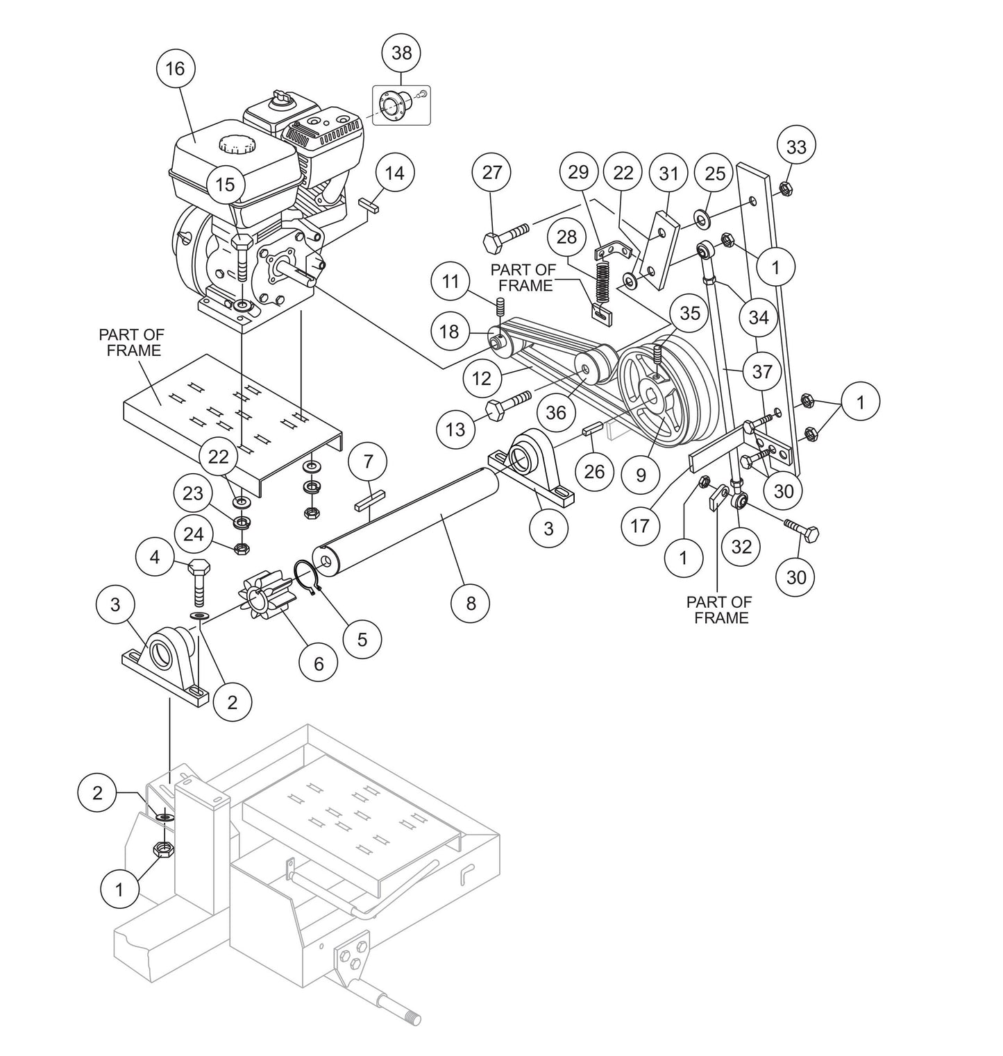 Engine Assembly Parts- EM90SLF Plaster And Motor Mixer