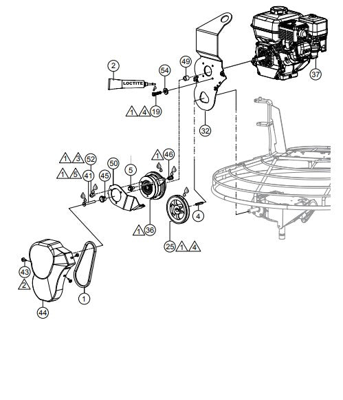 Engine and Clutch Assembly Parts for PRO36-46 Trowels by Multiquip Whiteman