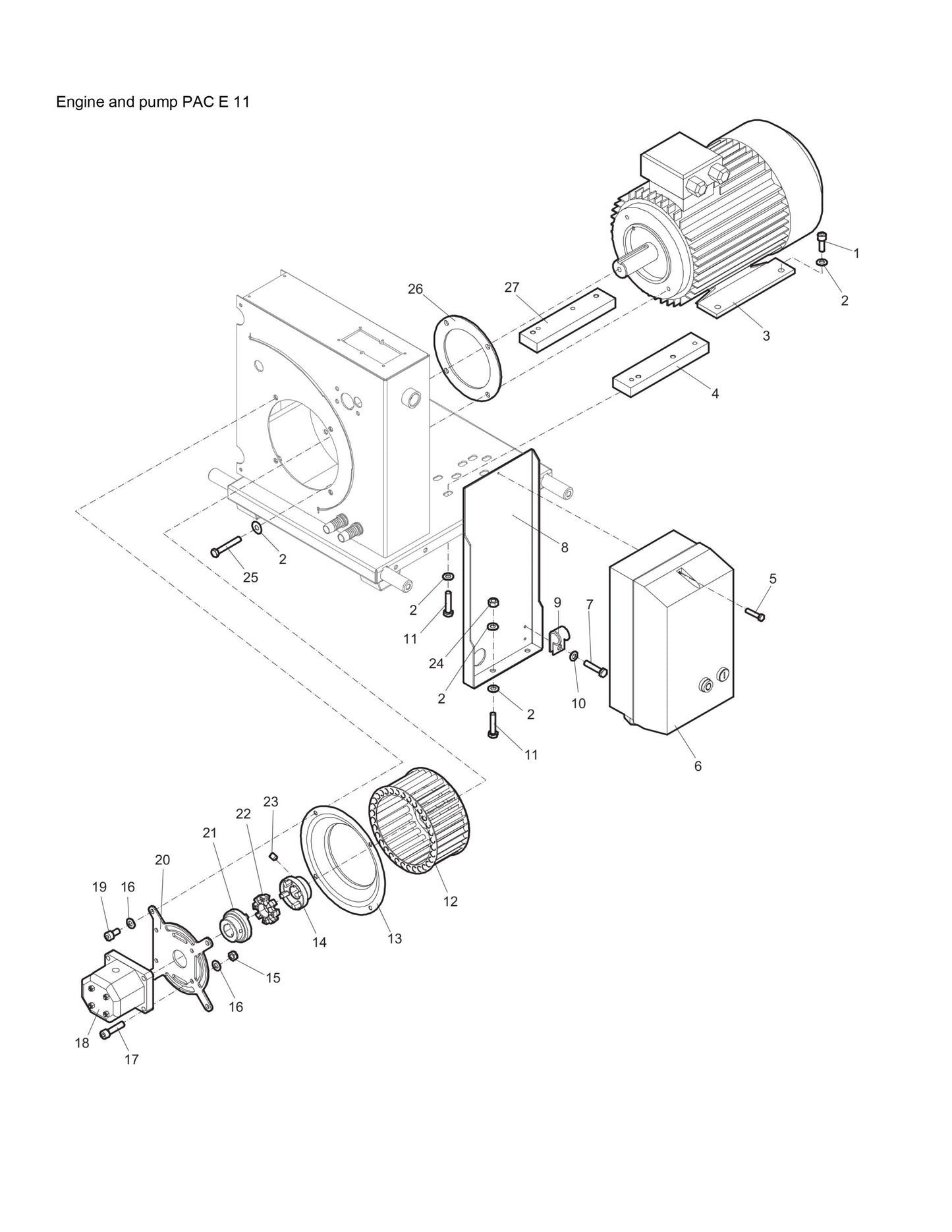 PAC E 11 Hydraulic Power pack Engine And Pump Assembly Parts By Chicago Pneumatics