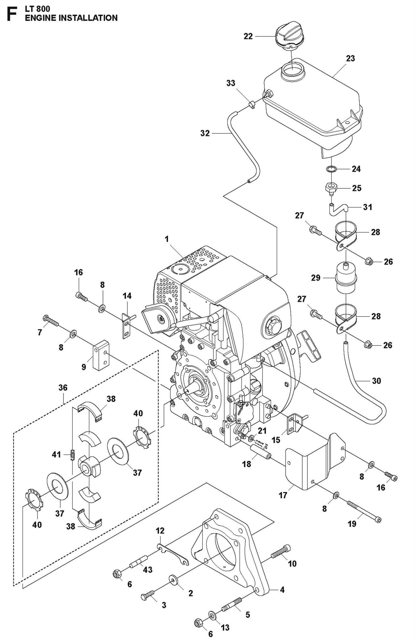 Engine Installation Parts For LT 800 Jumping Jack Rammer By Husqvarna