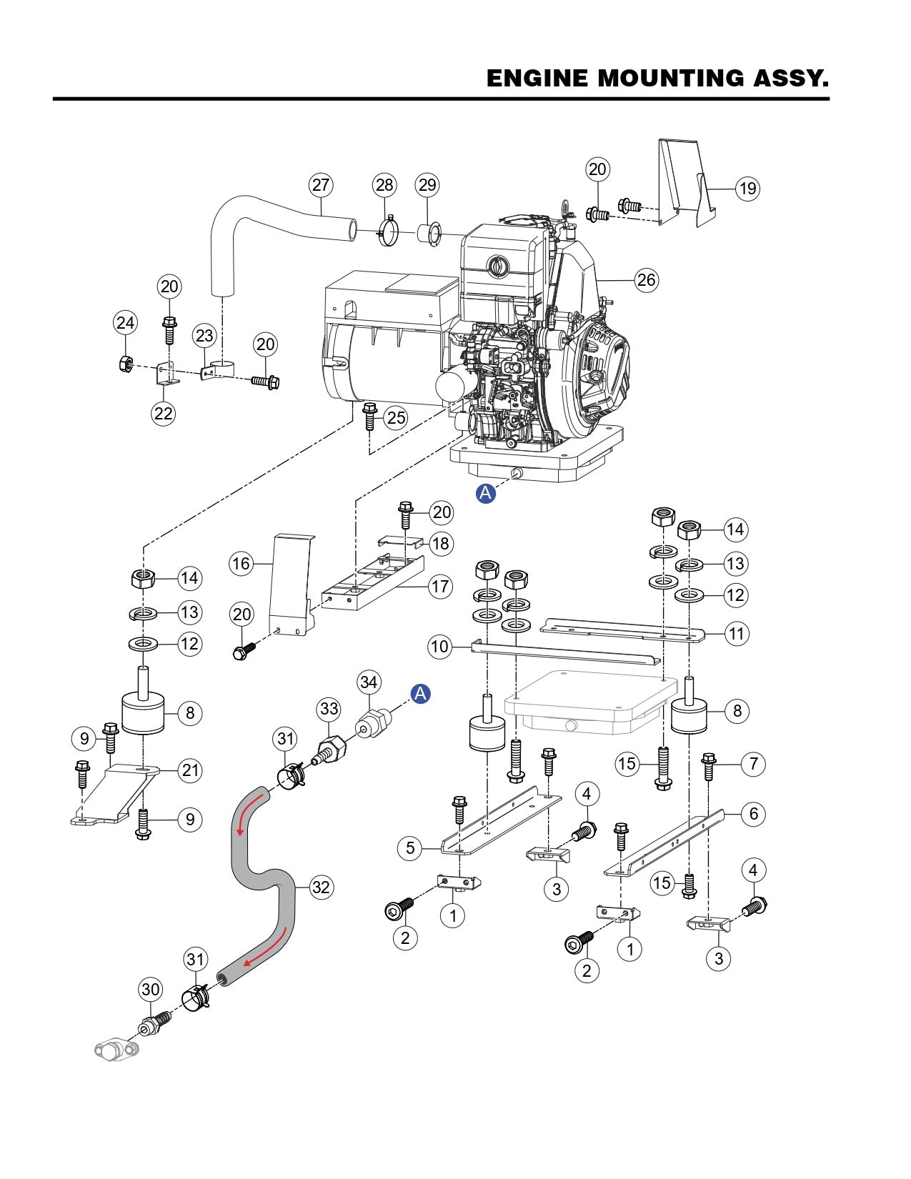 GBX GloBug Lighting System Engine Mounting Assembly Parts by Multiquip