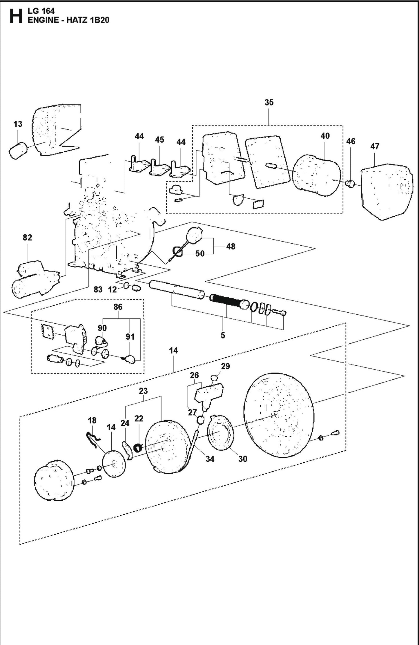 Engine - Hatz 1B20 Parts For LG 164 Diesel By Husqvarna