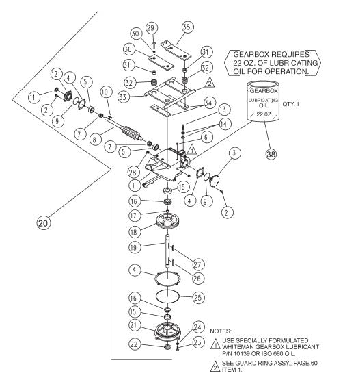 Gearbox and Engine Mounts Assembly Parts for Epoxy Series Trowels by Multiquip Whiteman