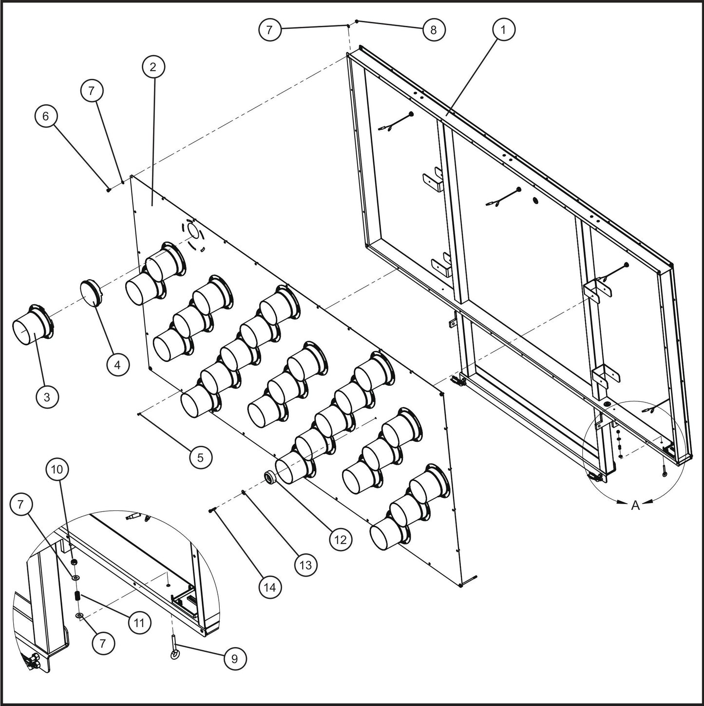 Eclipse AB 2400 SE Arrow Board-25 Light LED Sign Board Assembly Parts By Allmand