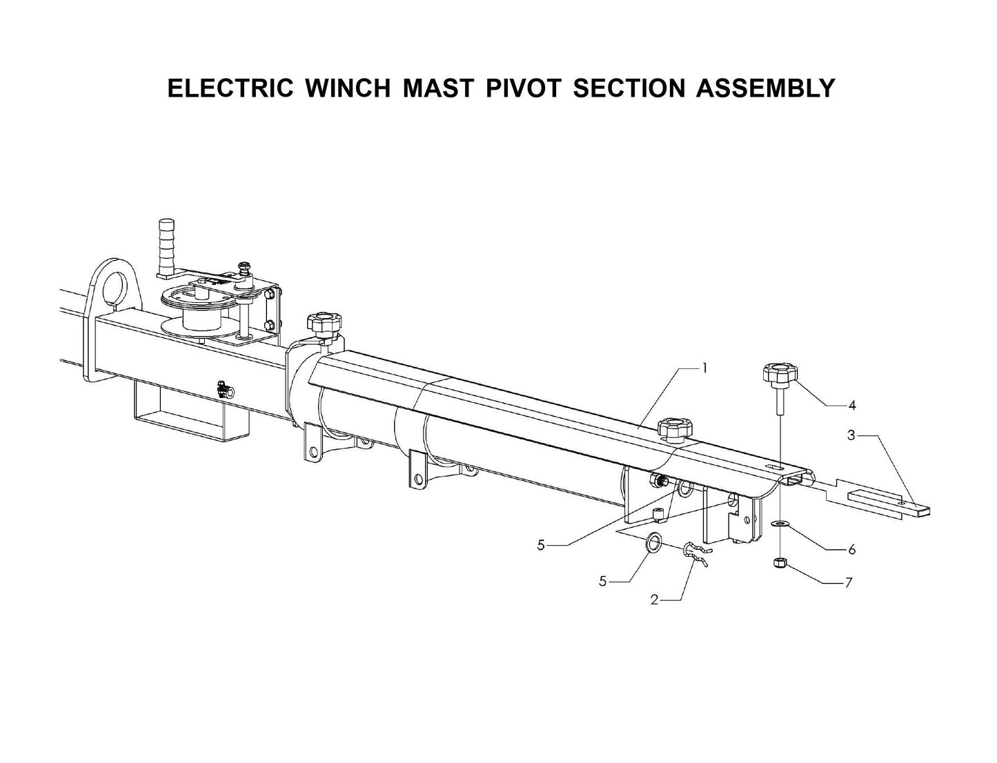 Maxi-Lite Laydown 15-20KW-Electric Winch Mast Pivot Section Assembly Parts By Allmand