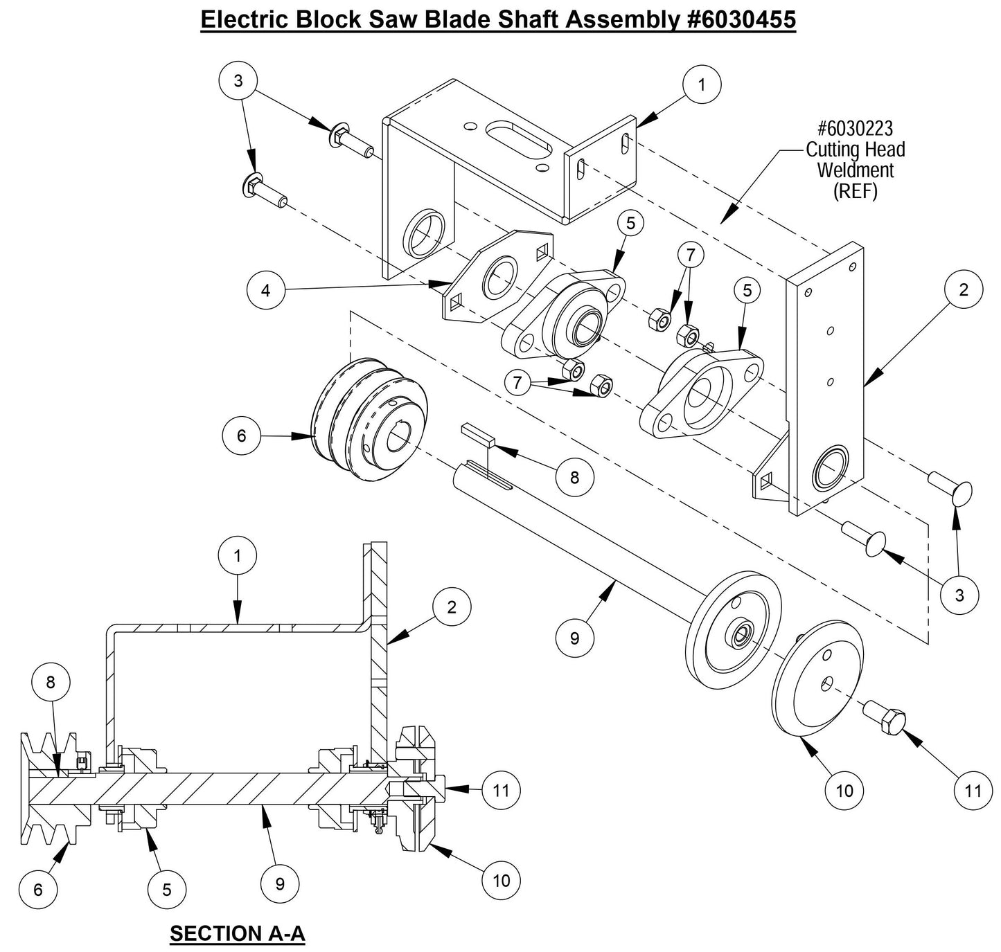 CC800M Electric Block Saw Blade Shaft Assembly
