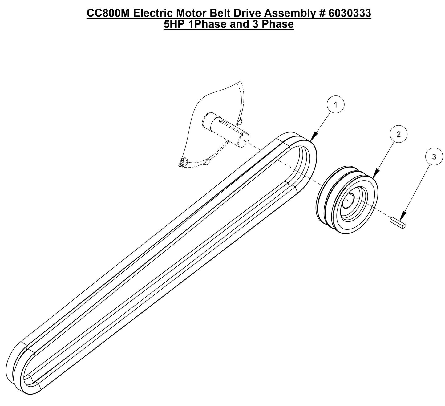 CC800M Electric Motor Belt Drive Assembly 5HP 1Phase and 3 Phase
