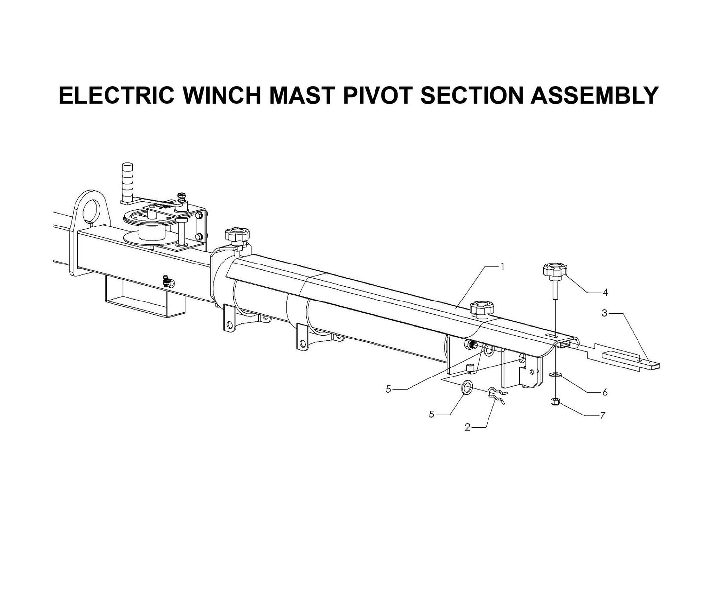 Maxi-Lite Laydown 6-8KW-Electric Winch Mast Pivot Section Assembly Parts By Allmand