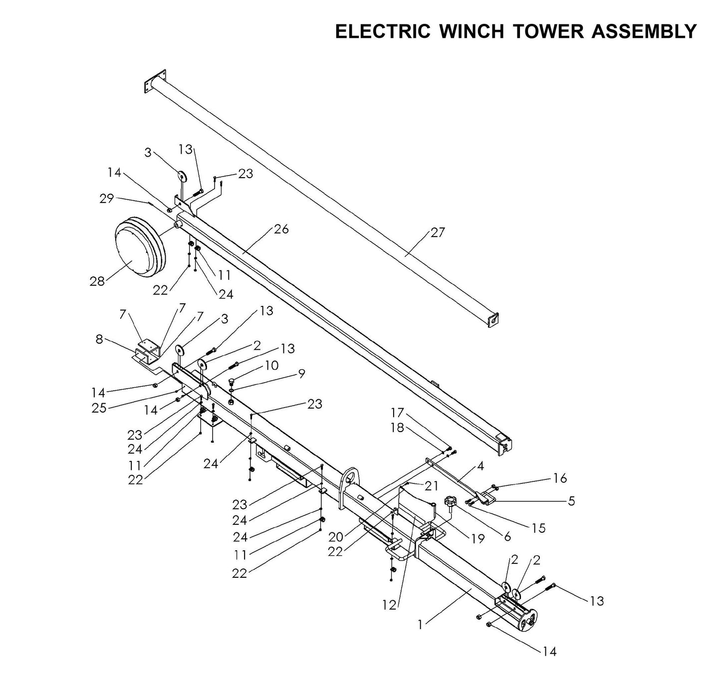 Maxi-Lite 15330 and 20330-Electric Winch Tower Assembly Parts By Allmand