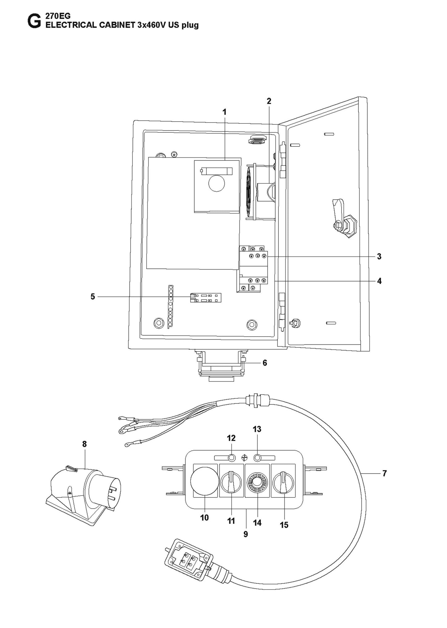 Electrical Cabinet 3x460V US Plug Parts For HTC 270 EG By Husqvarna
