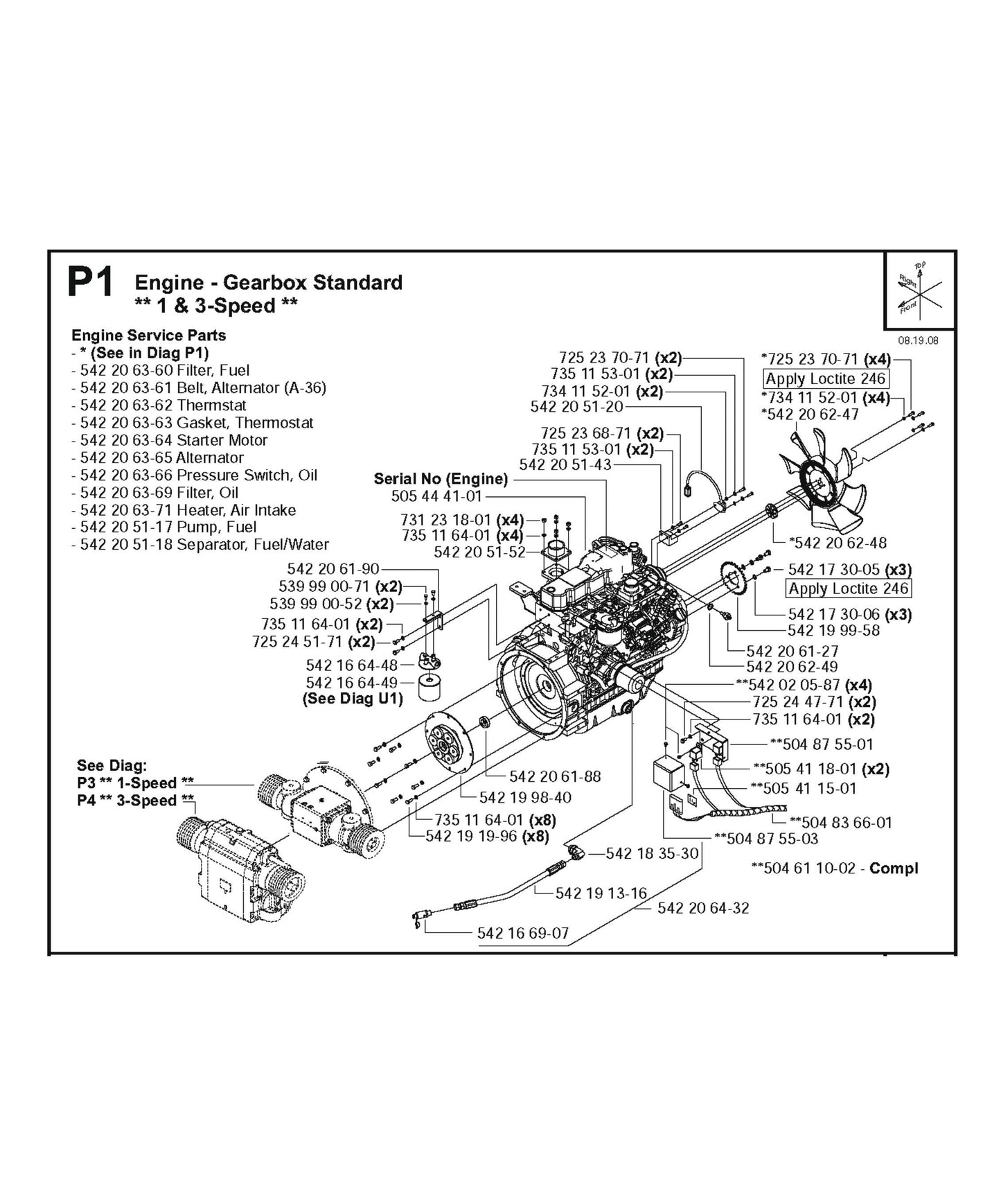 Engine-Gearbox Standard 1 and 3-Speed Parts for FS4800 D By Husqvarna