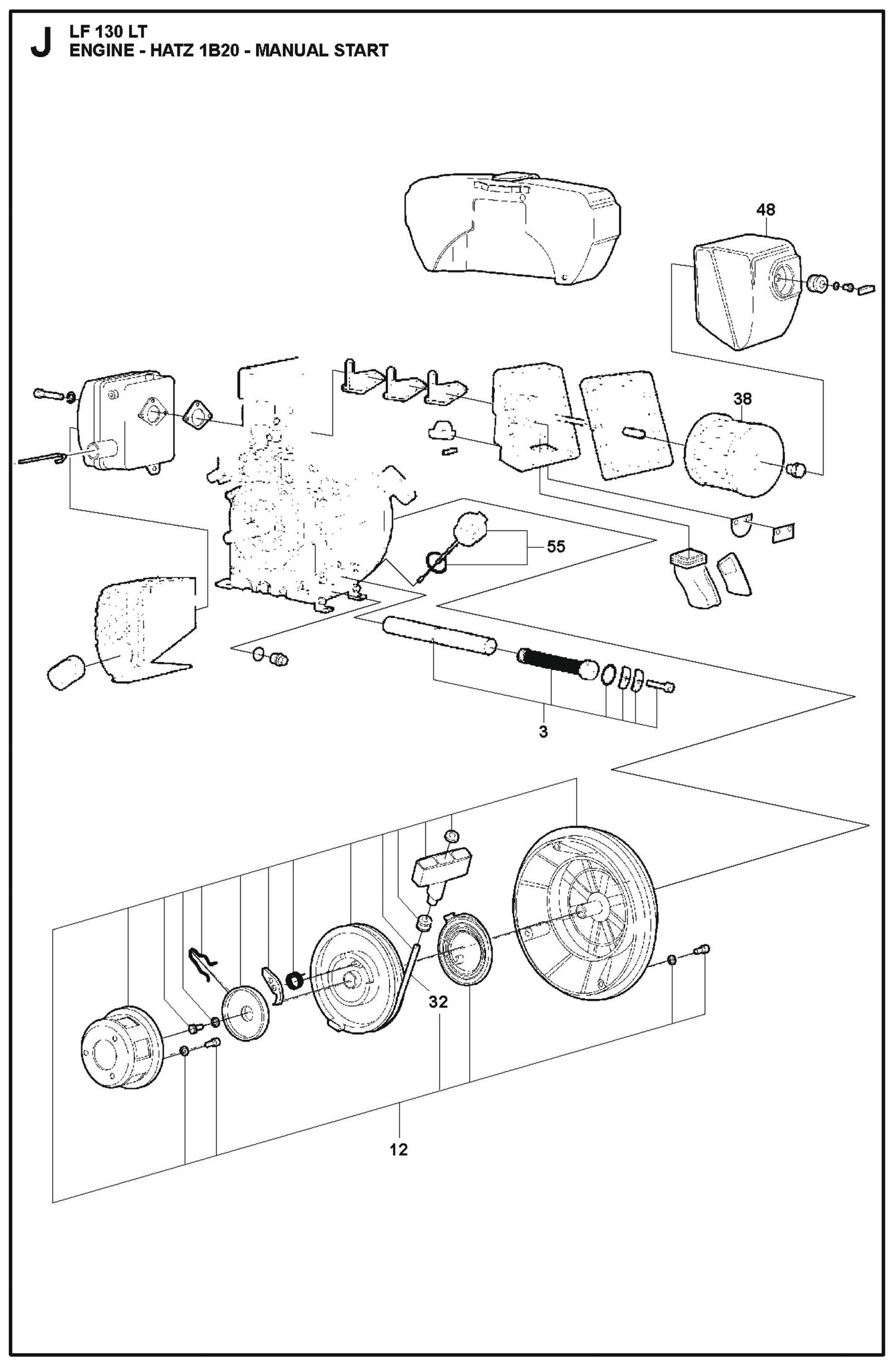 Engine-Hatz 1B20-Manual Start Parts For LF 130 LT Petrol By Husqvarna