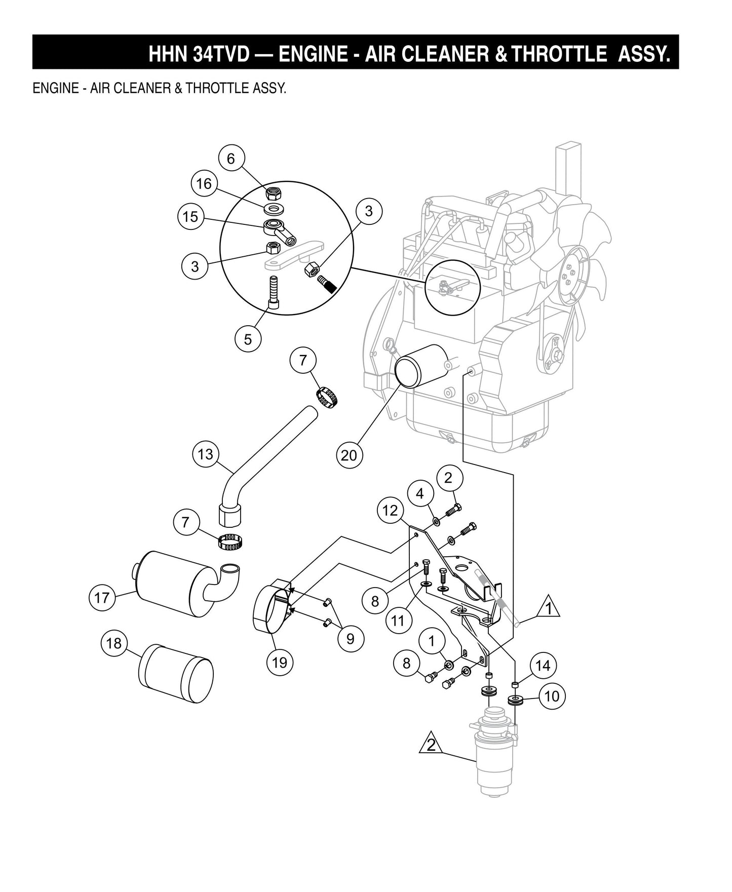 HHN-34TVD Engine Air Cleaner and Throttle Assembly