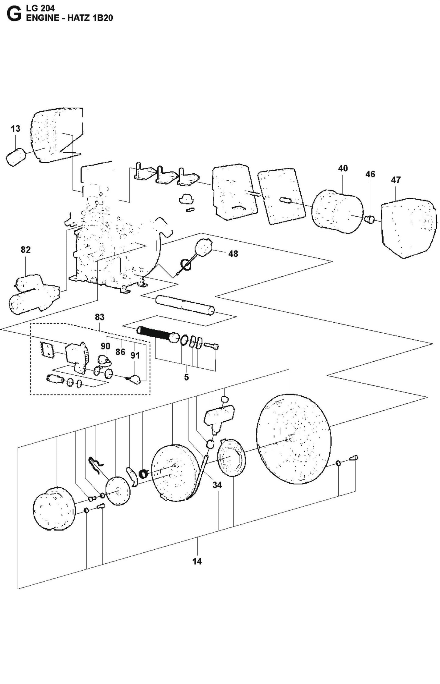 Engine - Hatz 1B20 Parts For LG 204 Diesel By Husqvarna