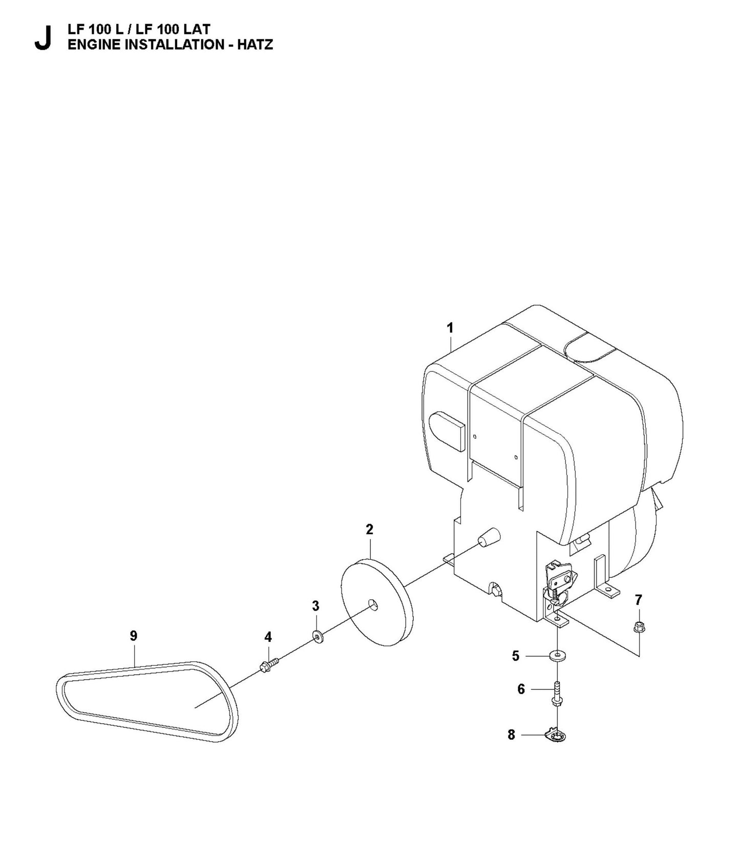 Engine Installation-Hatz Parts For LF 100 L Diesel By Husqvarna
