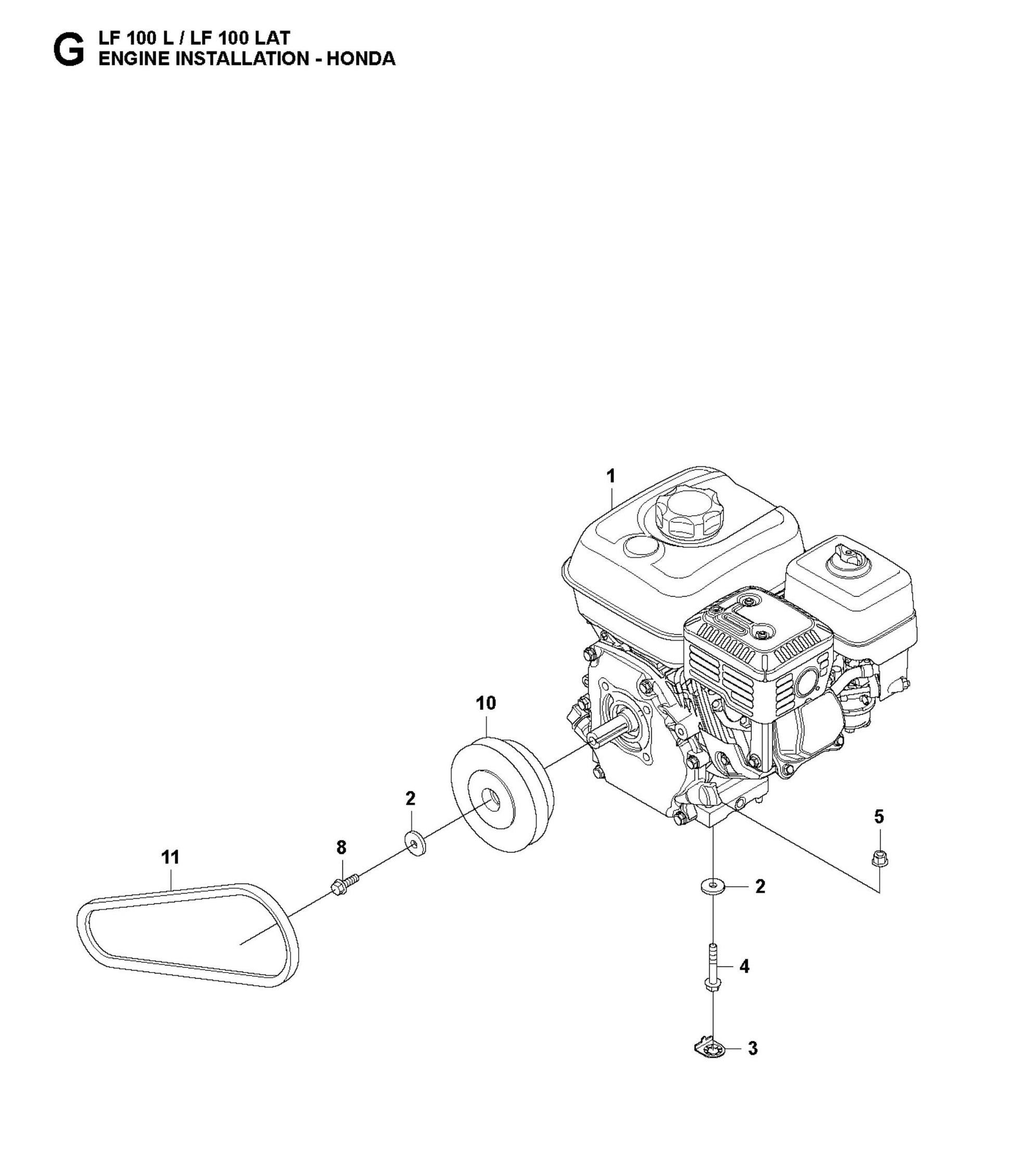 Engine Installation-Honda Parts For LF 100 LAT Petrol By Husqvarna
