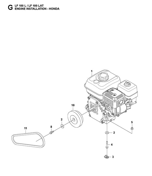 Engine Installation-Honda Parts For LF 100 LAT Petrol By Husqvarna