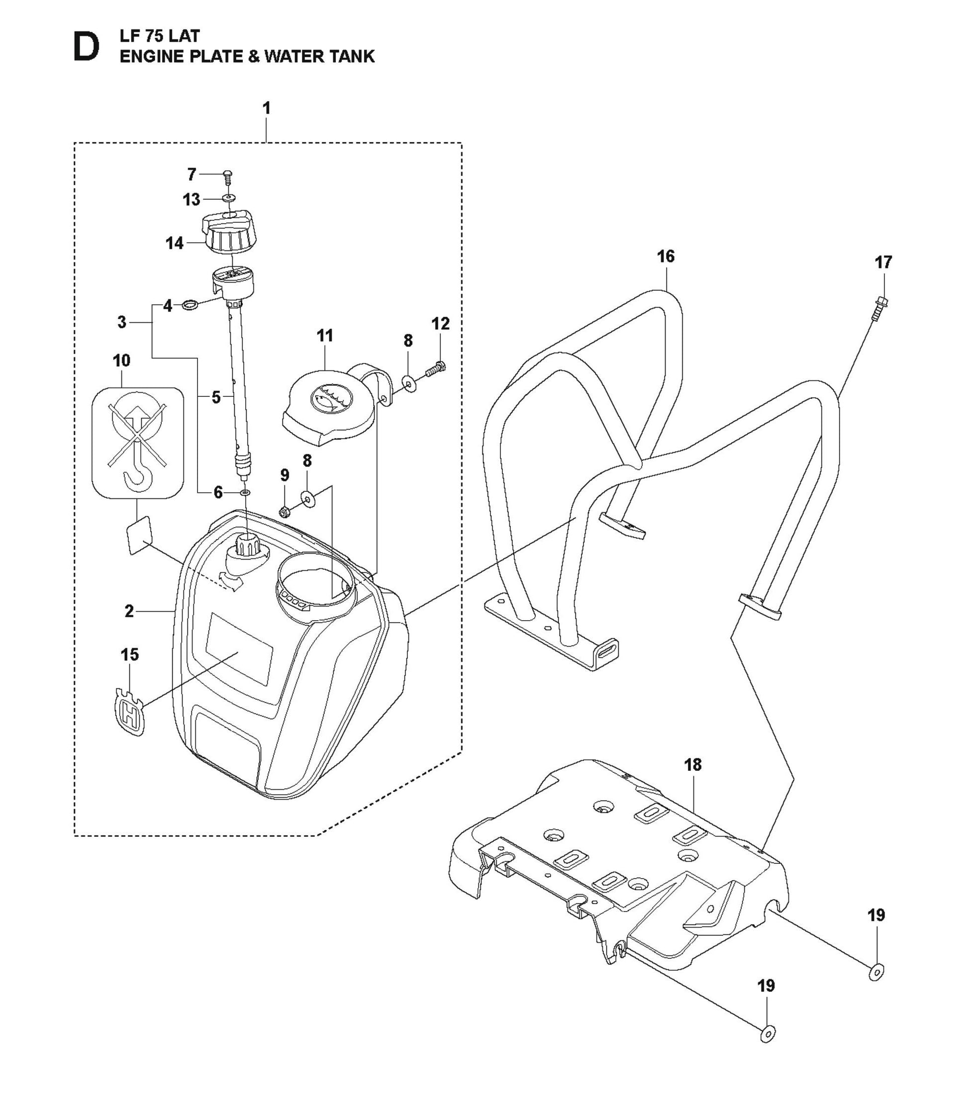 Engine Plate And Water Tank Parts For LF 75 LAT By Husqvarna